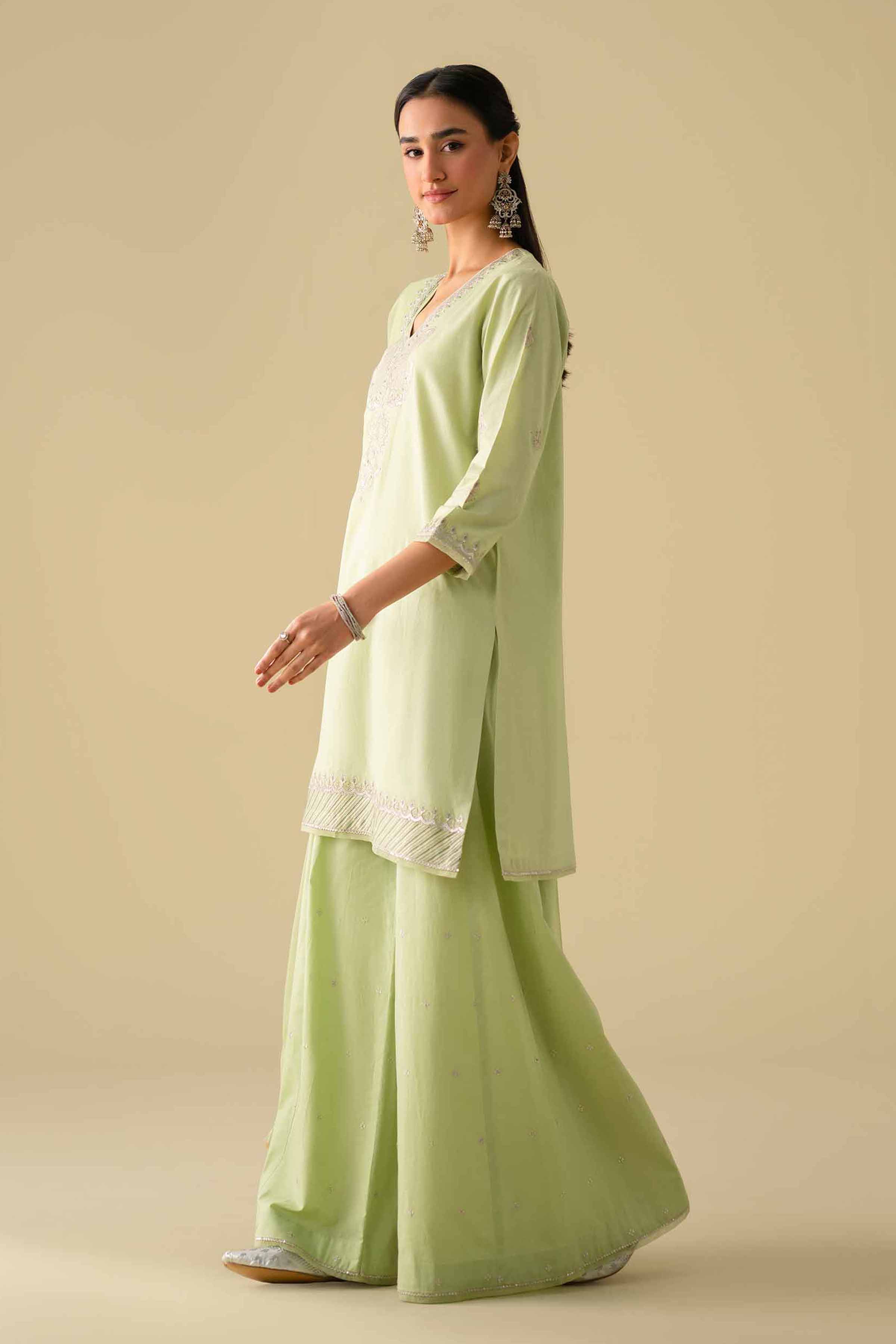 NishatUK - Green Embroidered Cambric 3-piece ready to wear luxury Suit