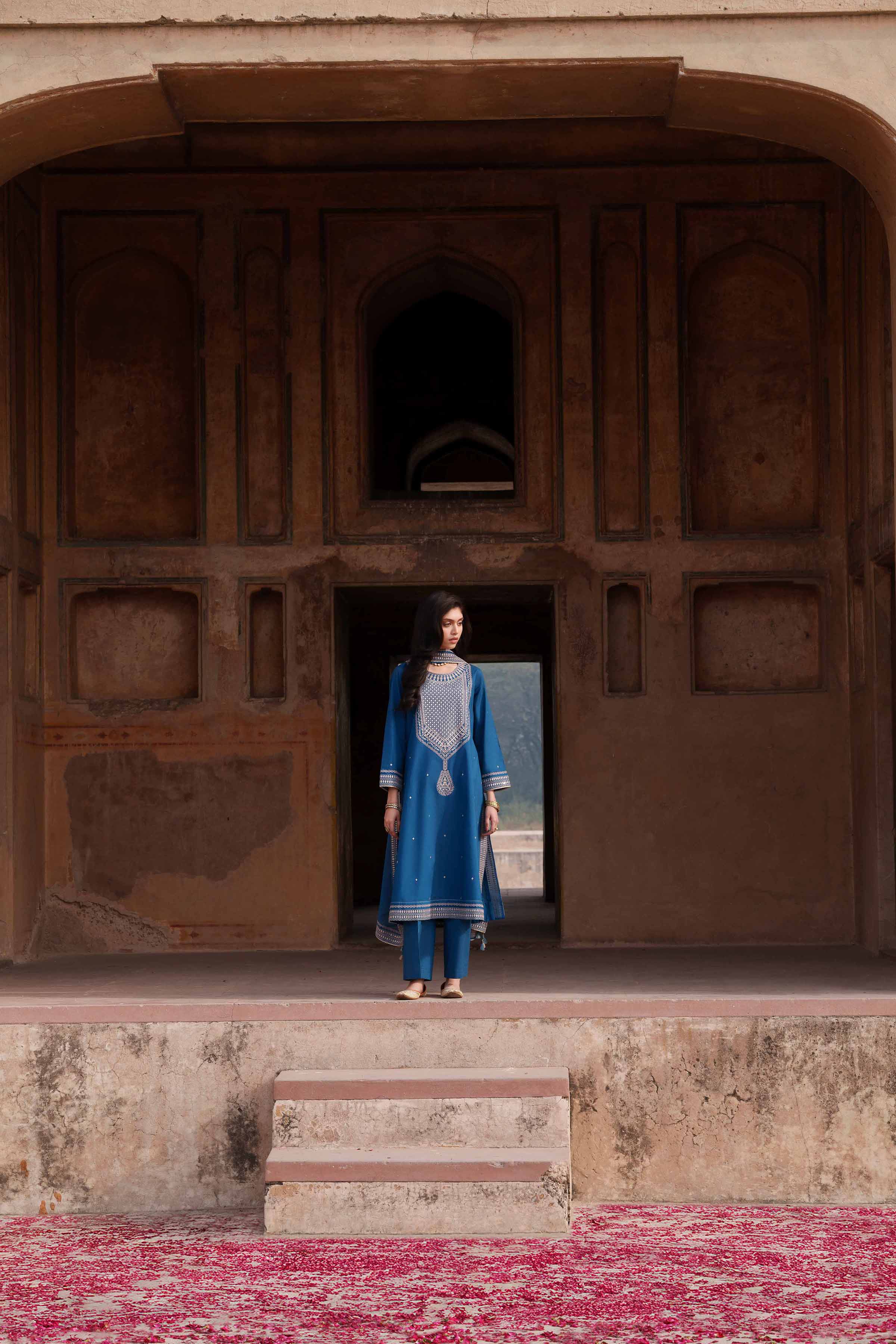 NishatUK - Blue Embroidered Cambric 3-piece ready to wear luxury Suit