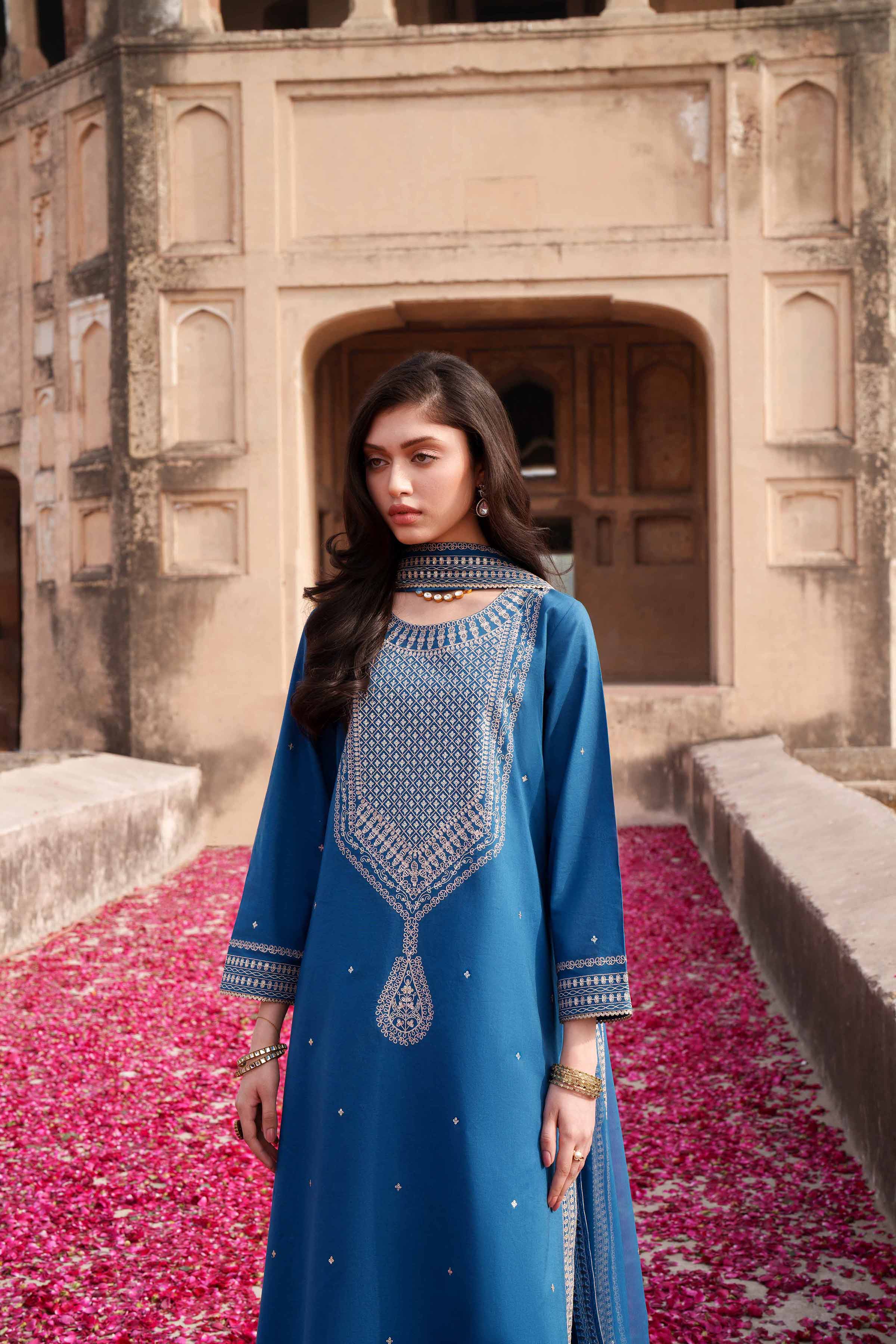 NishatUK - Blue Embroidered Cambric 3-piece ready to wear luxury Suit