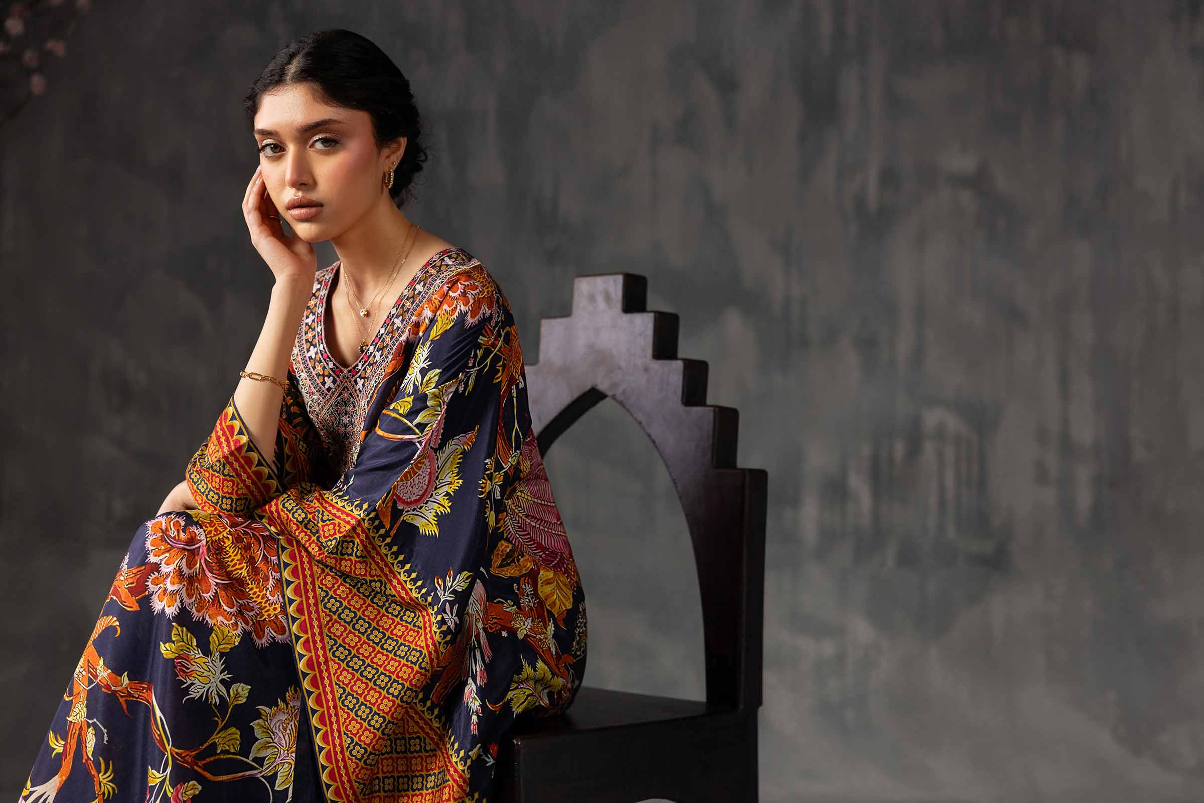 Nishat UK - Multi Embroidered Silk 1-piece ready to wear luxury 