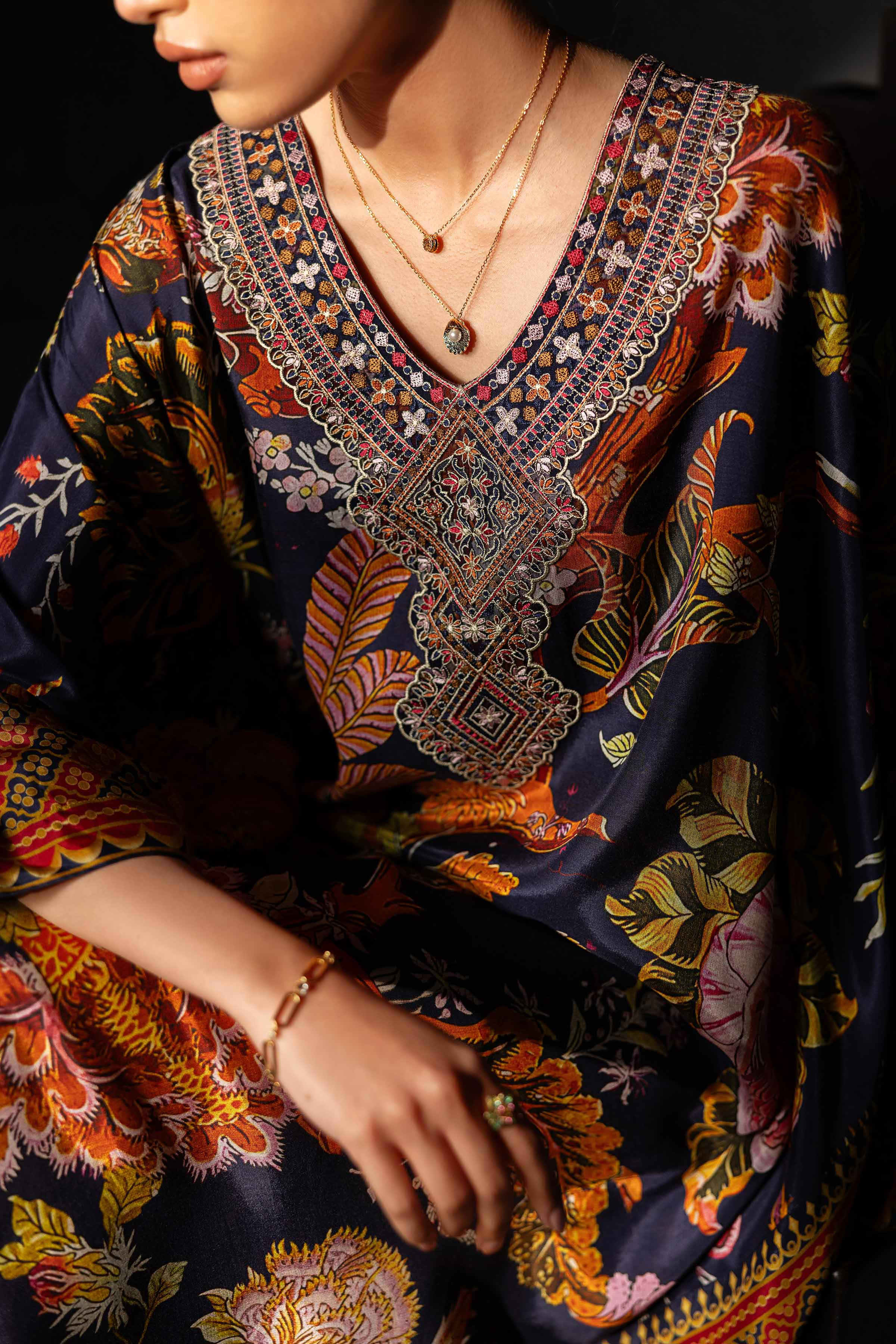 Nishat UK - Multi Embroidered Silk 1-piece ready to wear luxury 