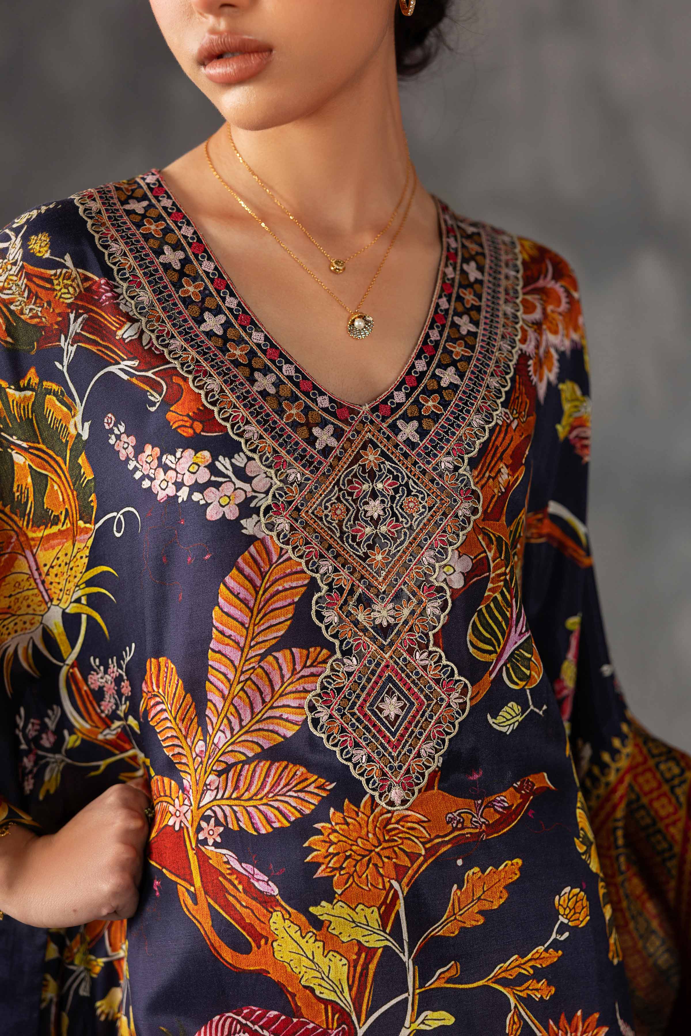 Nishat UK - Multi Embroidered Silk 1-piece ready to wear luxury 