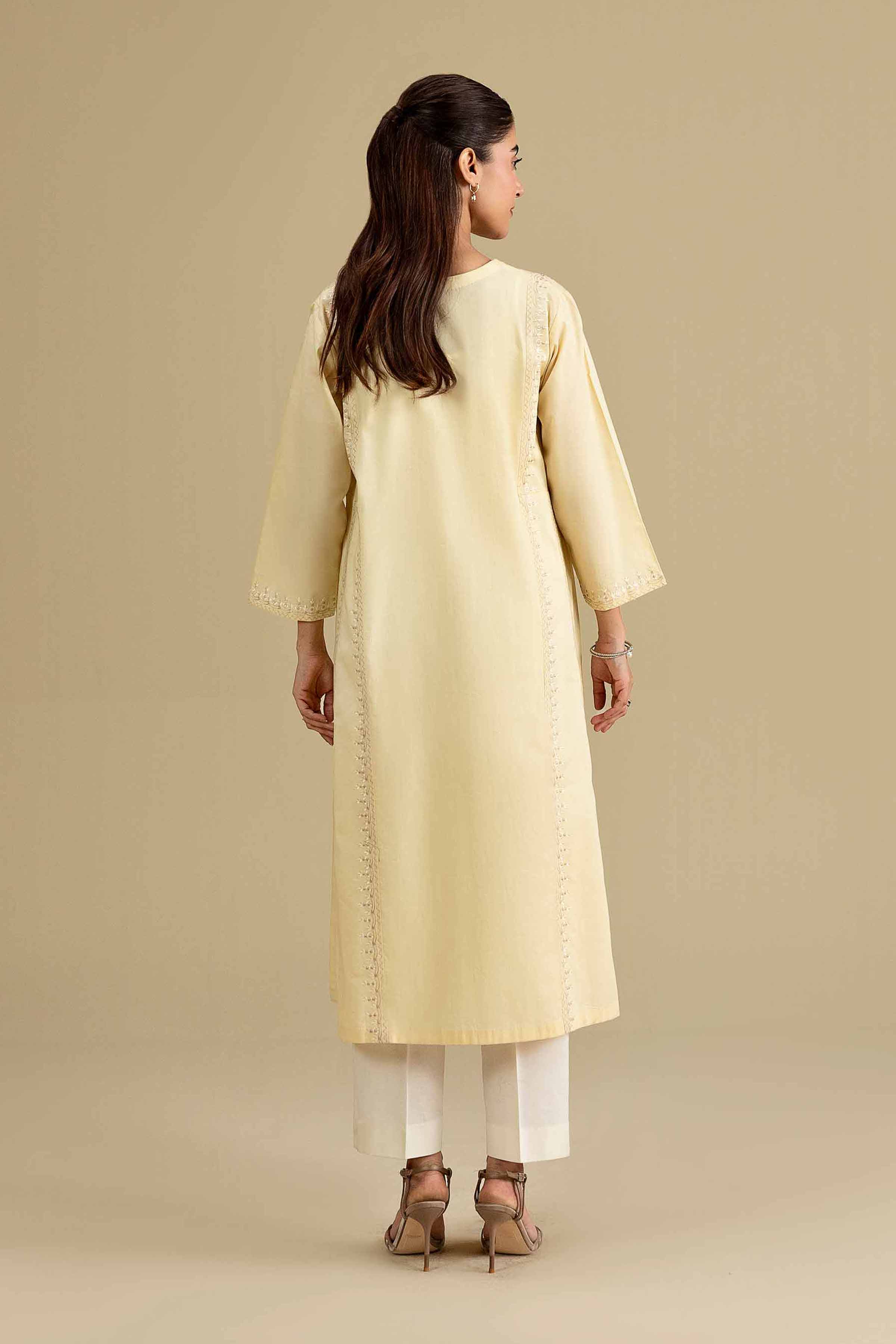 Nishat UK - Yellow Embroidered Cambric 1-piece ready to wear luxury Shirt