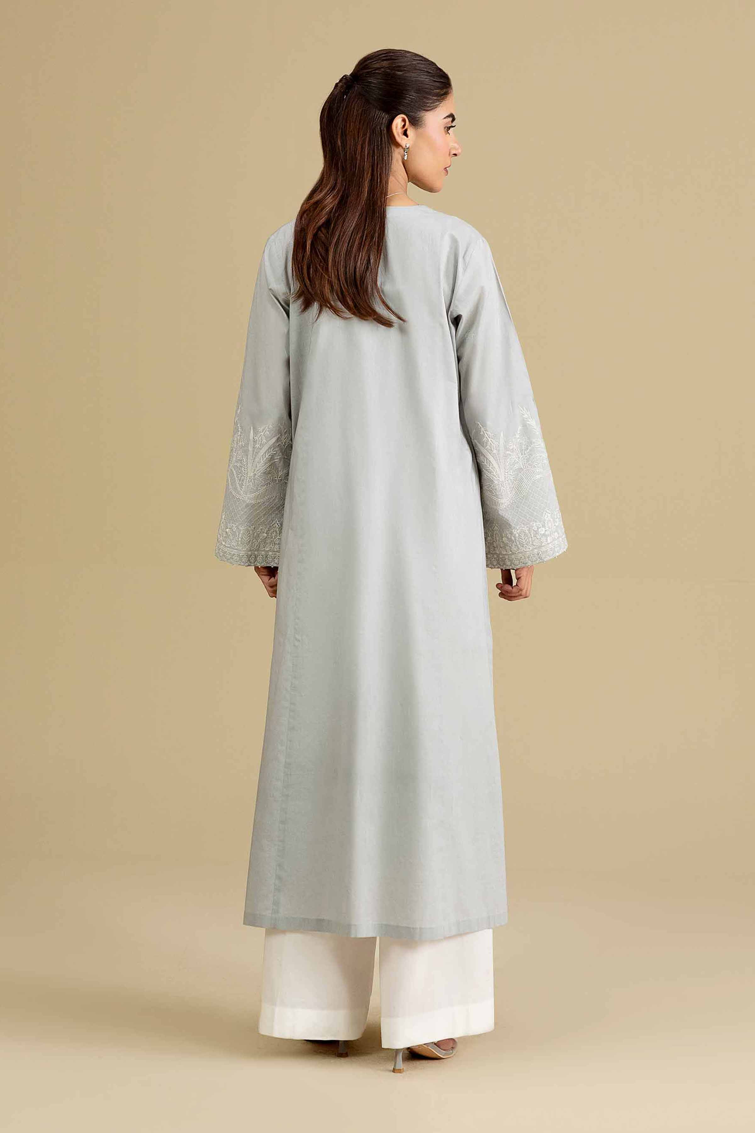 Nishat UK - Grey Embroidered Cambric 1-piece ready to wear luxury Shirt