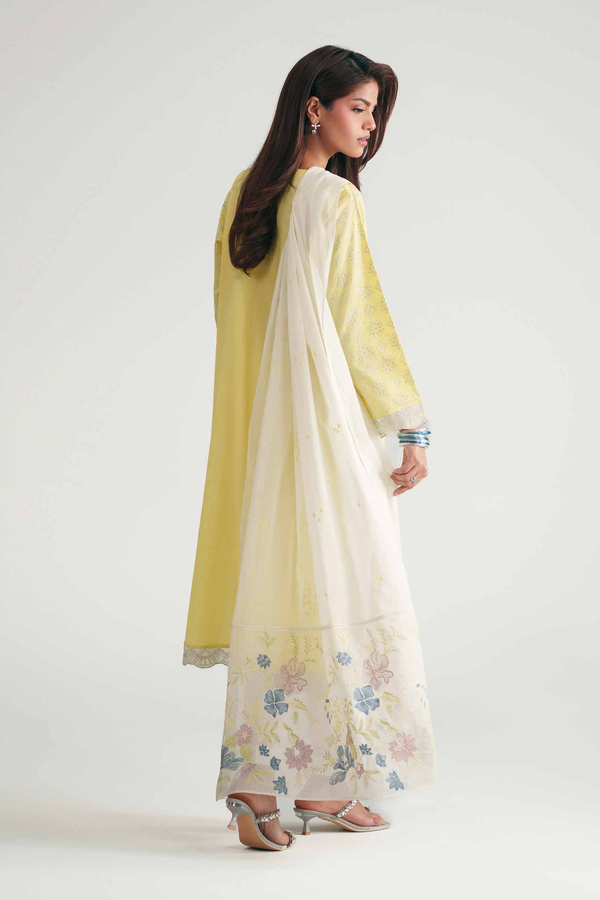 Nishat UK - Yellow Embroidered Cambric 2 Pieces ready to wear luxury Dress