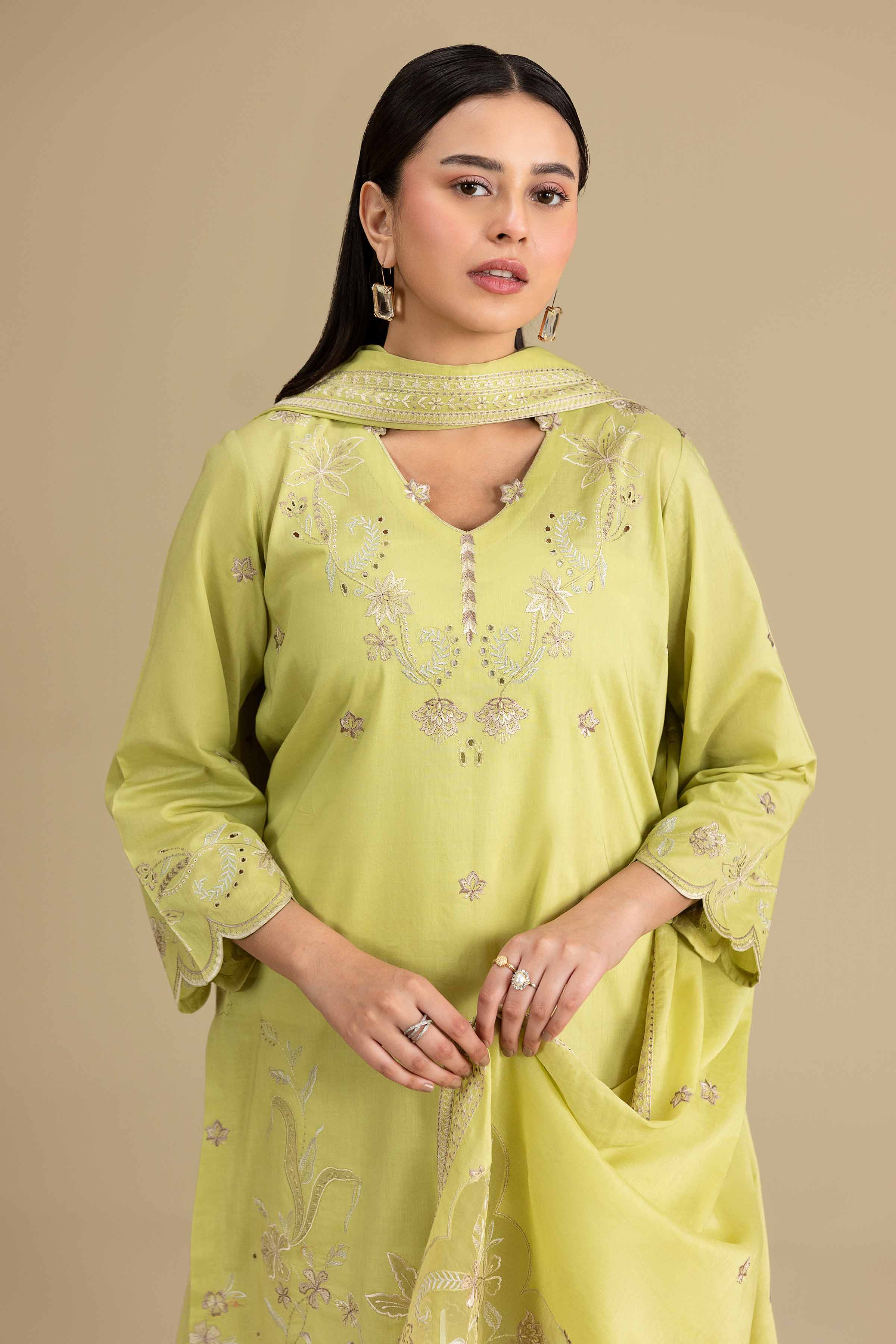 Nishat UK - Green Embroidered Cambric 2 Pieces ready to wear luxury Dress