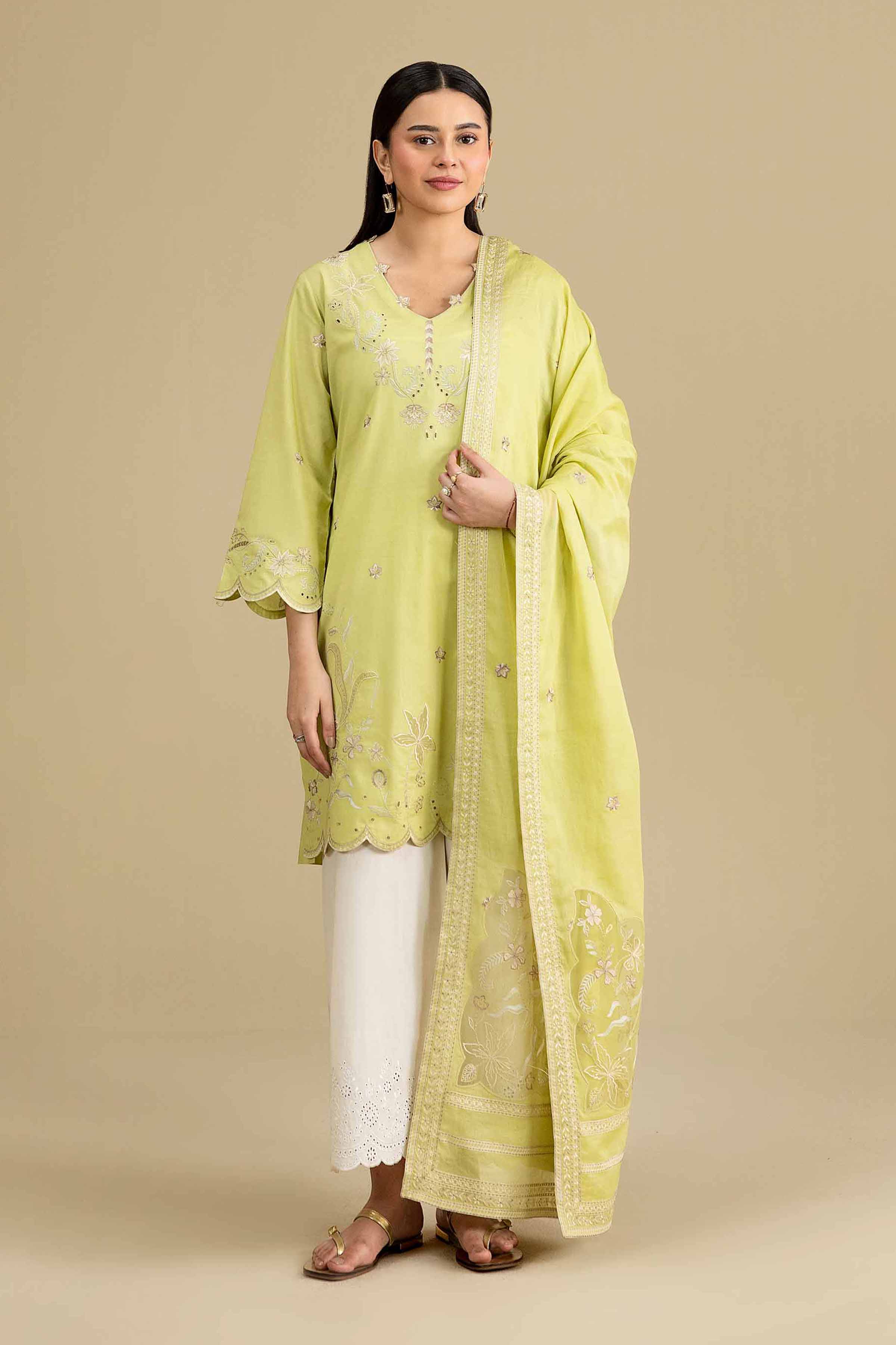 Nishat UK - Green Embroidered Cambric 2 Pieces ready to wear luxury Dress