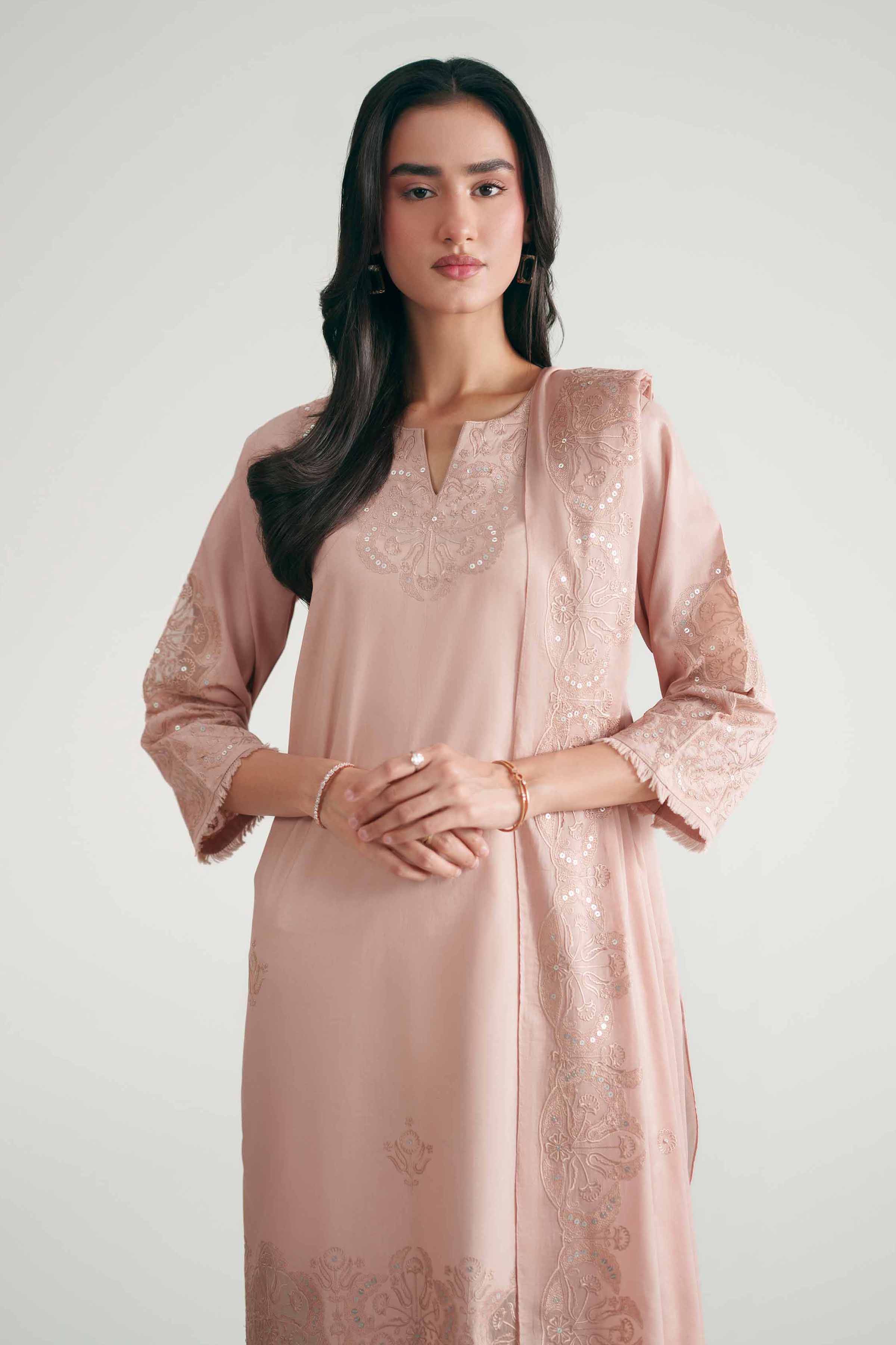 Nishat UK - Pink Embroidered Cambric 2 Pieces ready to wear luxury Dress