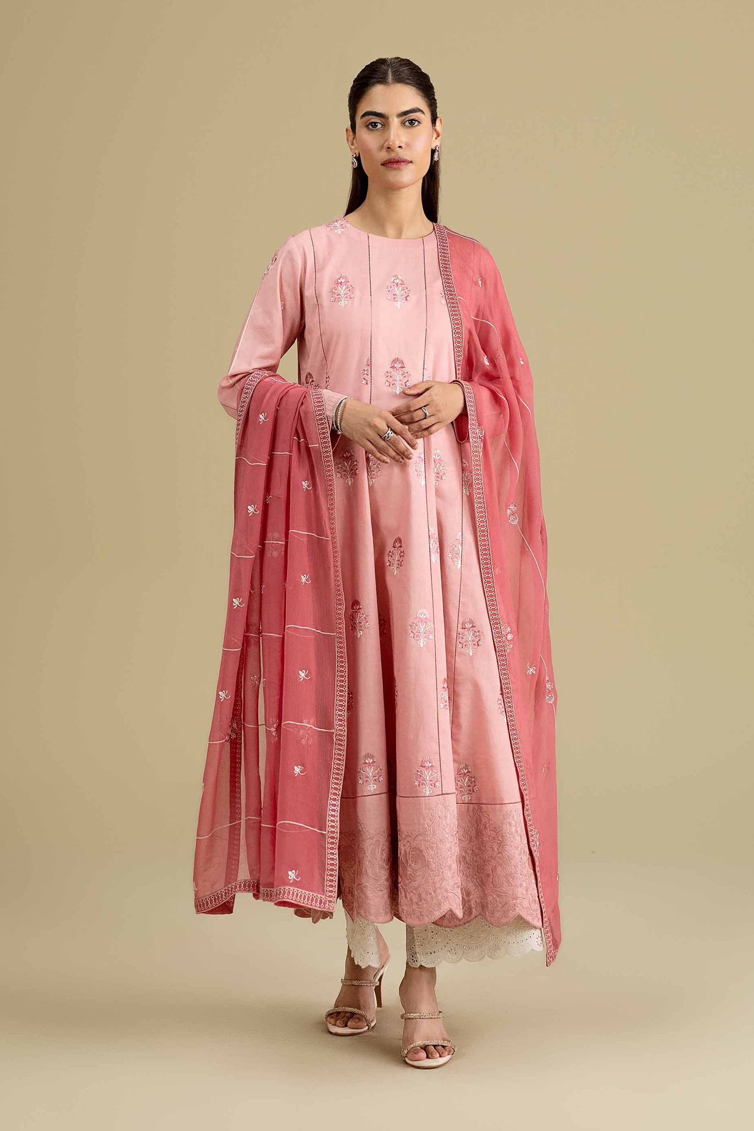 Nishat UK - Pink Embroidered Cambric 2 Pieces ready to wear luxury Dress