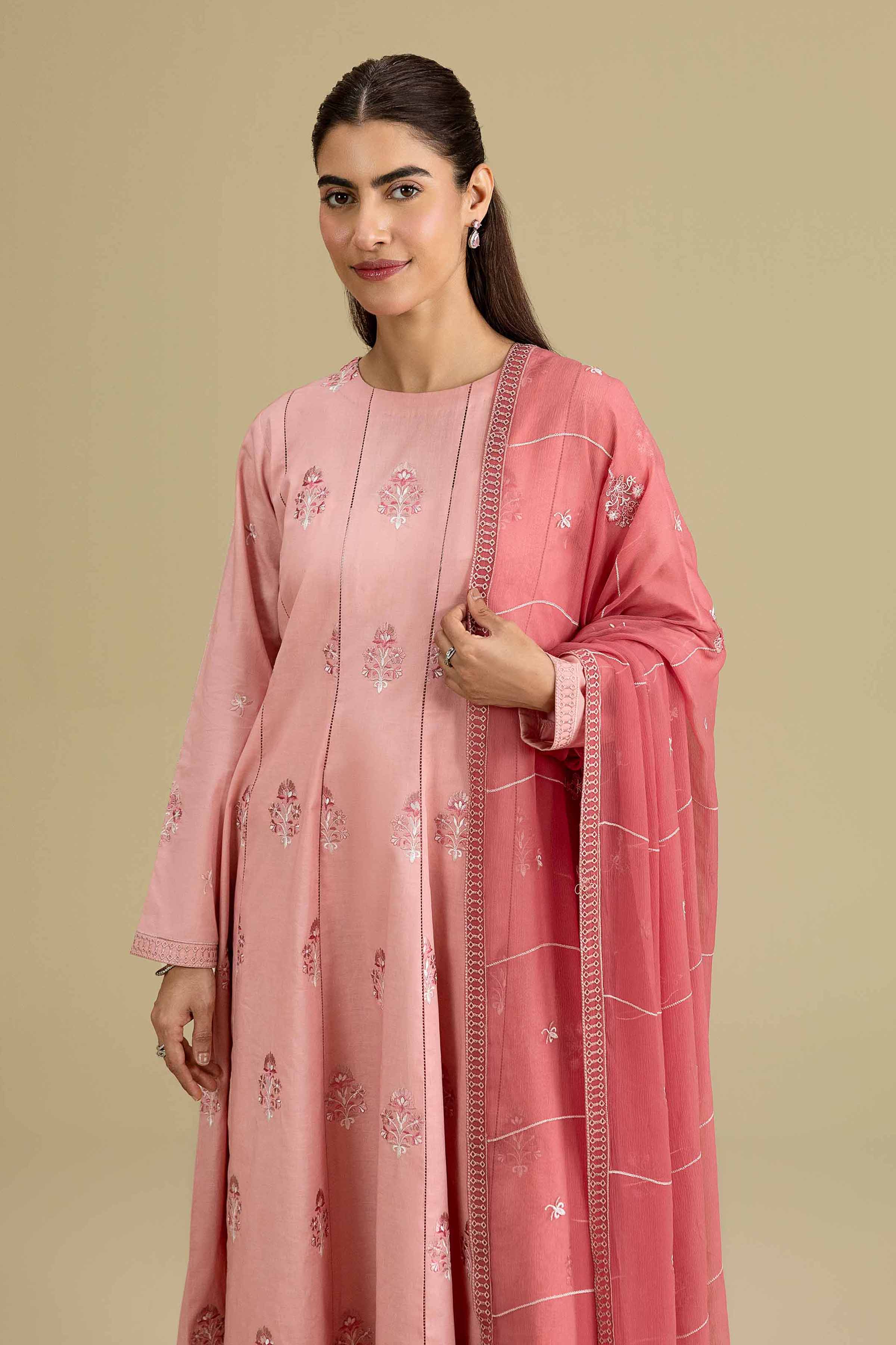 Nishat UK - Pink Embroidered Cambric 2 Pieces ready to wear luxury Dress