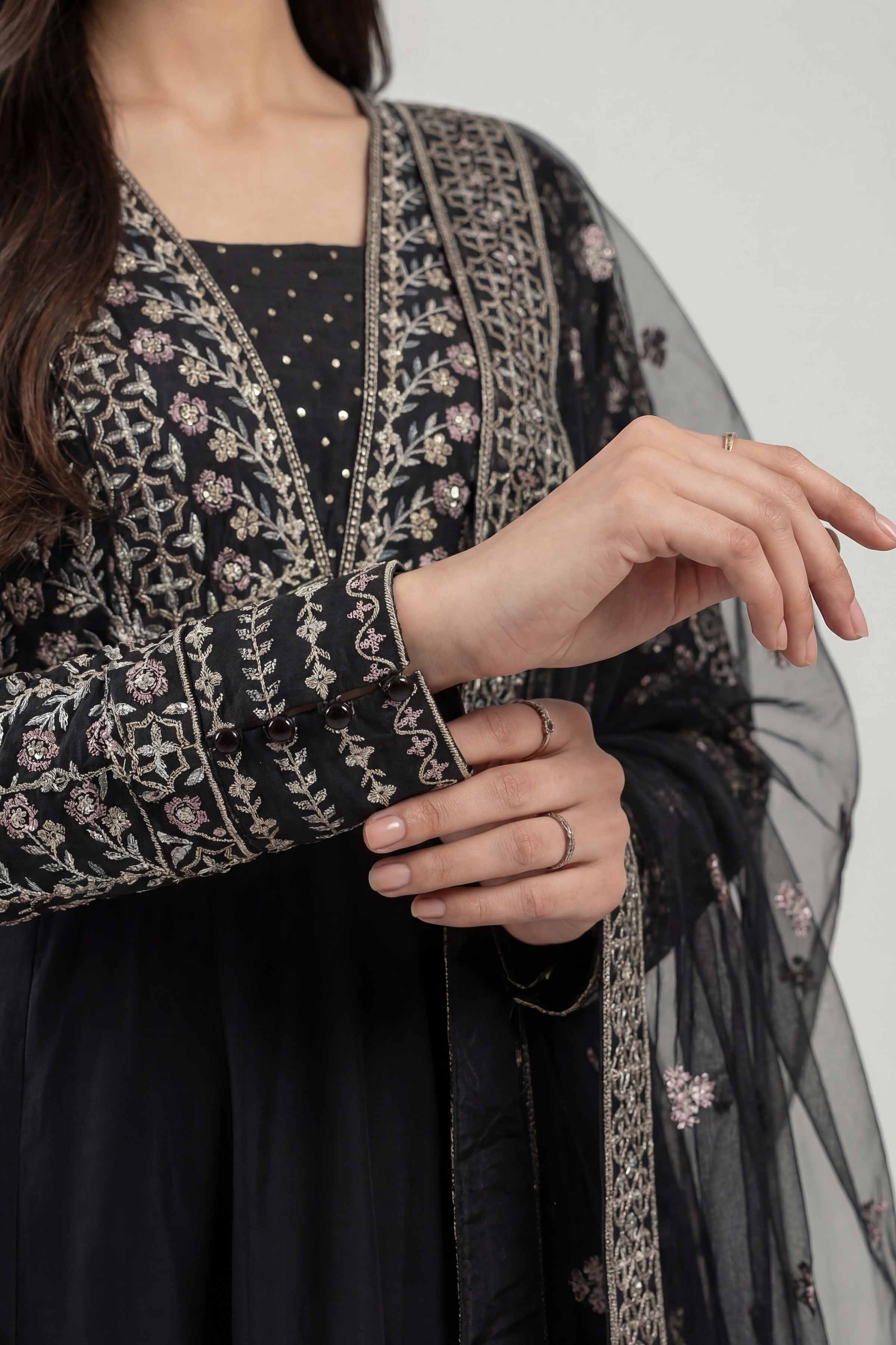 Nishat UK - Black Embroidered Cambric 2 Piece ready to wear luxury Dress