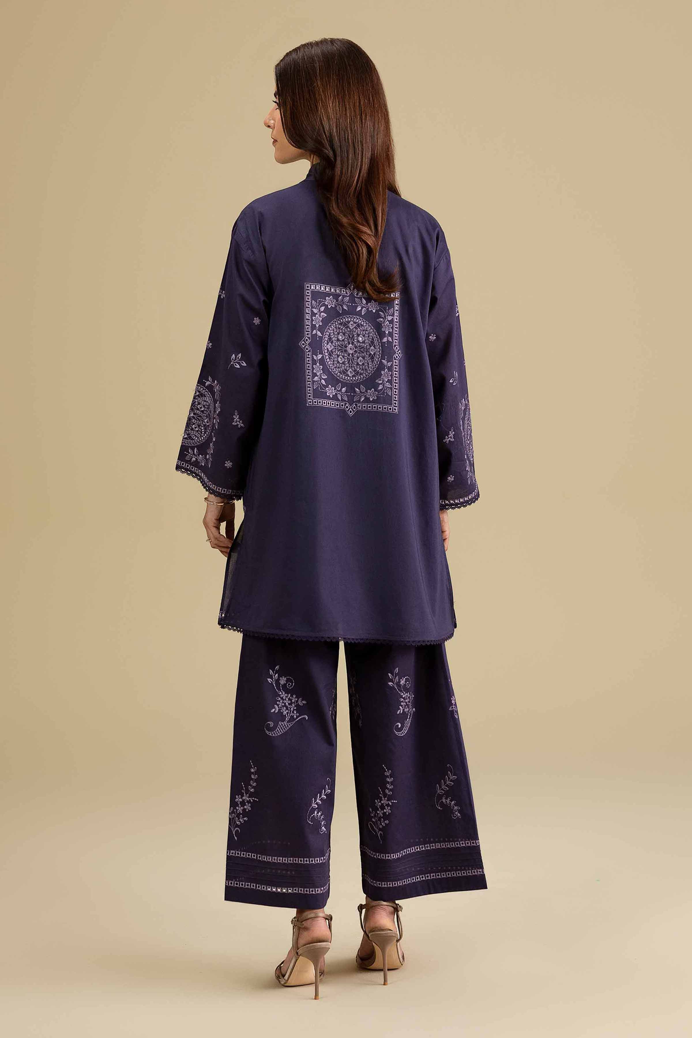 Nishat UK - Purple Embroidered Cambric 2-piece ready to wear luxury Dress