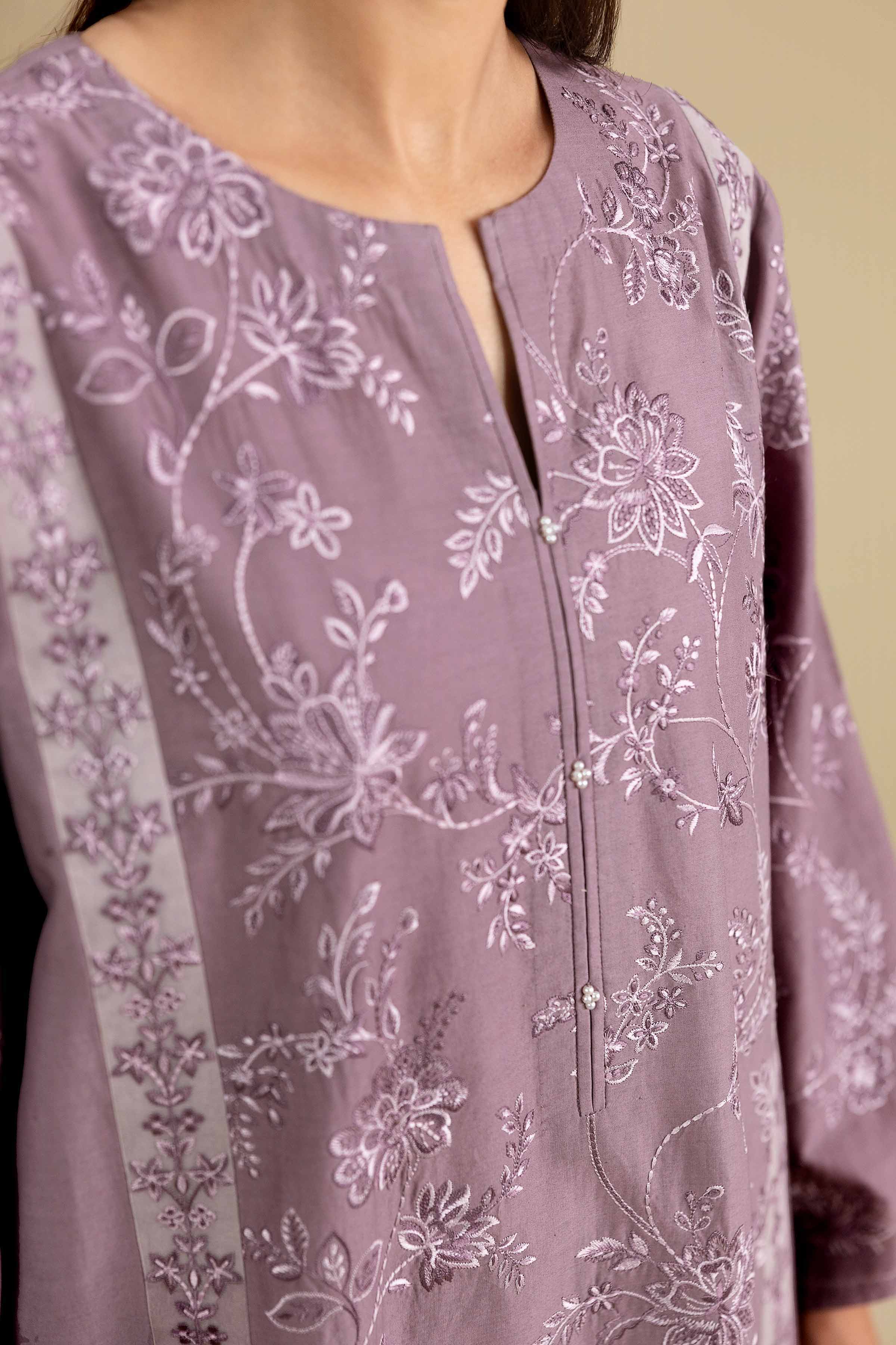 Nishat UK - Purple Embroidered Cambric 2-piece ready to wear luxury Dress