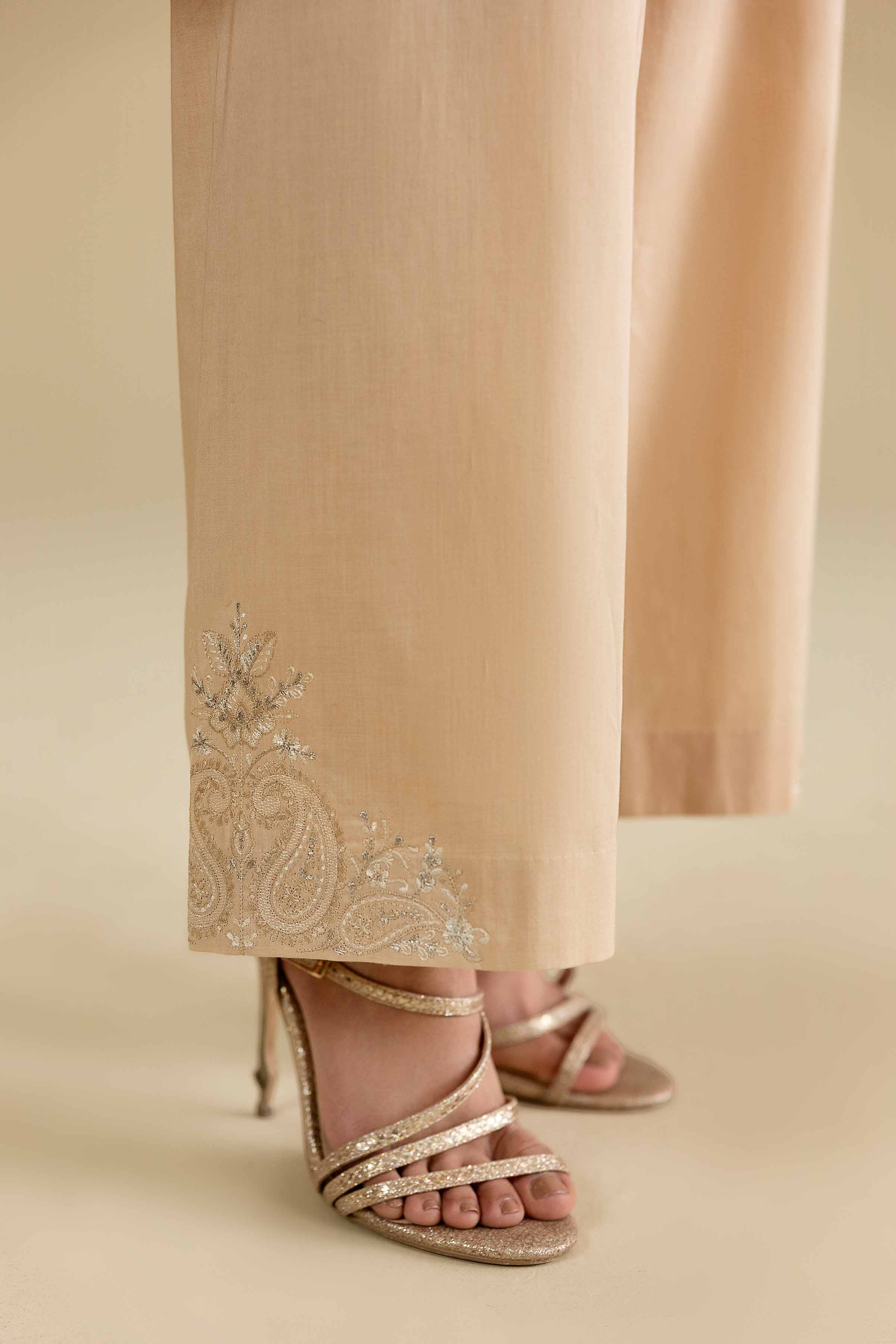 Nishat UK - Beige Embroidered Cambric 2-piece ready to wear luxury Dress