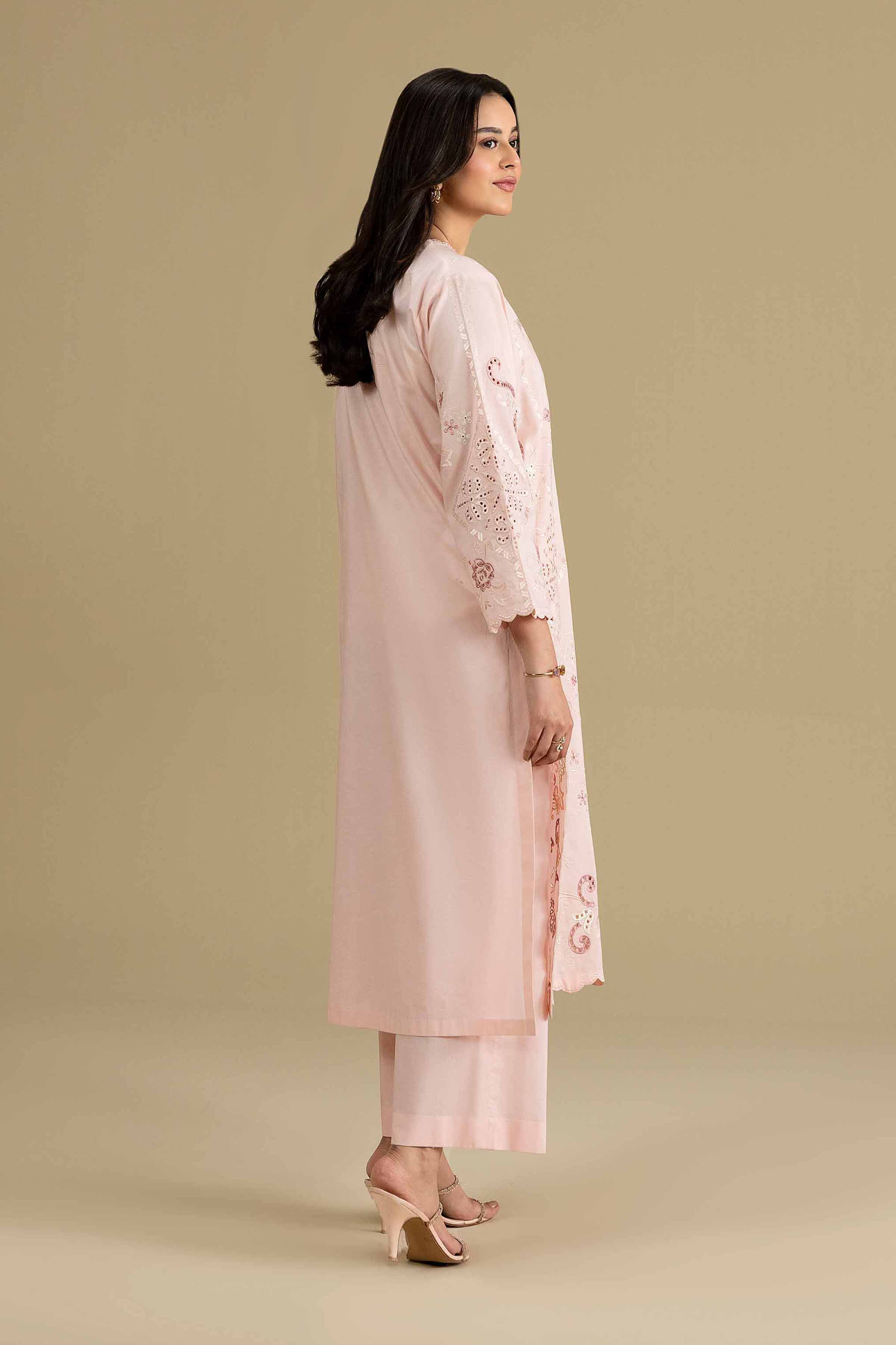 Nishat UK - Pink Embroidered Cambric 2-piece ready to wear luxury Dress
