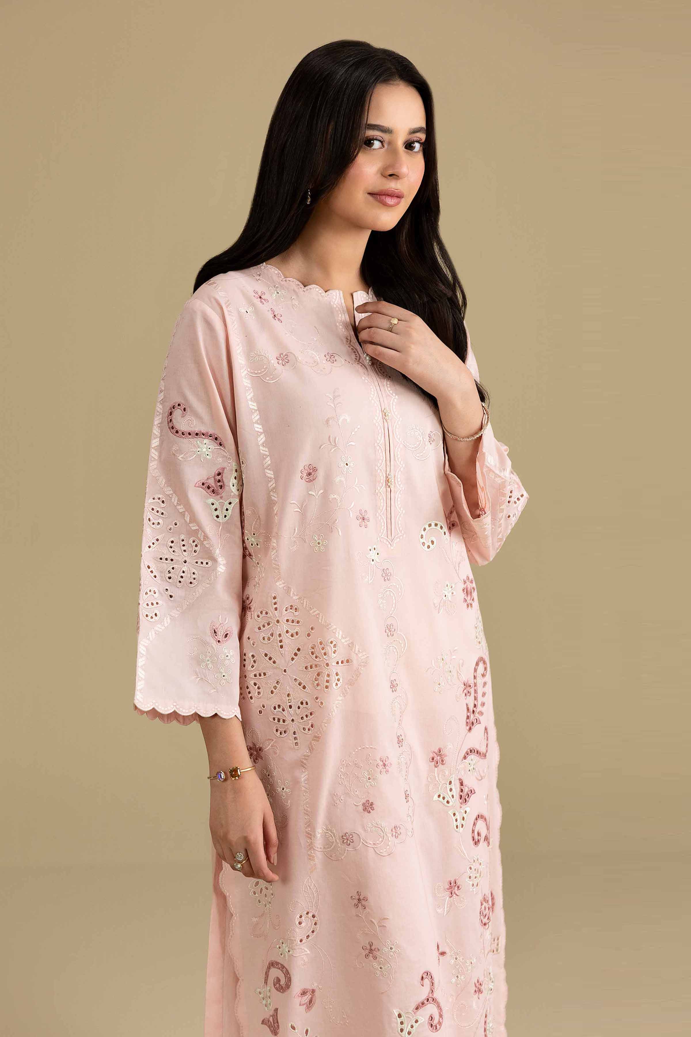 Nishat UK - Pink Embroidered Cambric 2-piece ready to wear luxury Dress