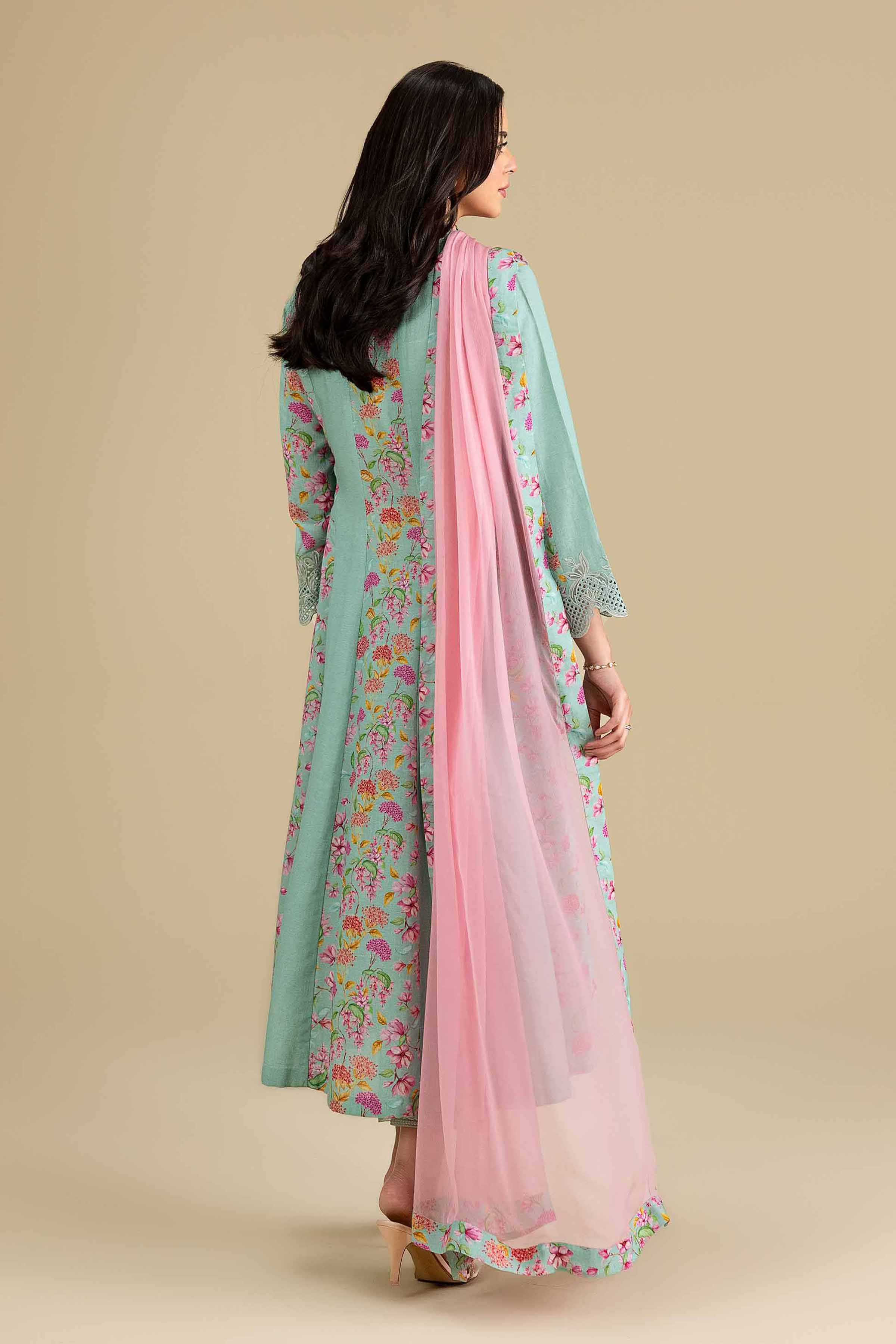 Nishat UK - Blue Embroidered Cotton 3 Pieces ready to wear luxury Suit