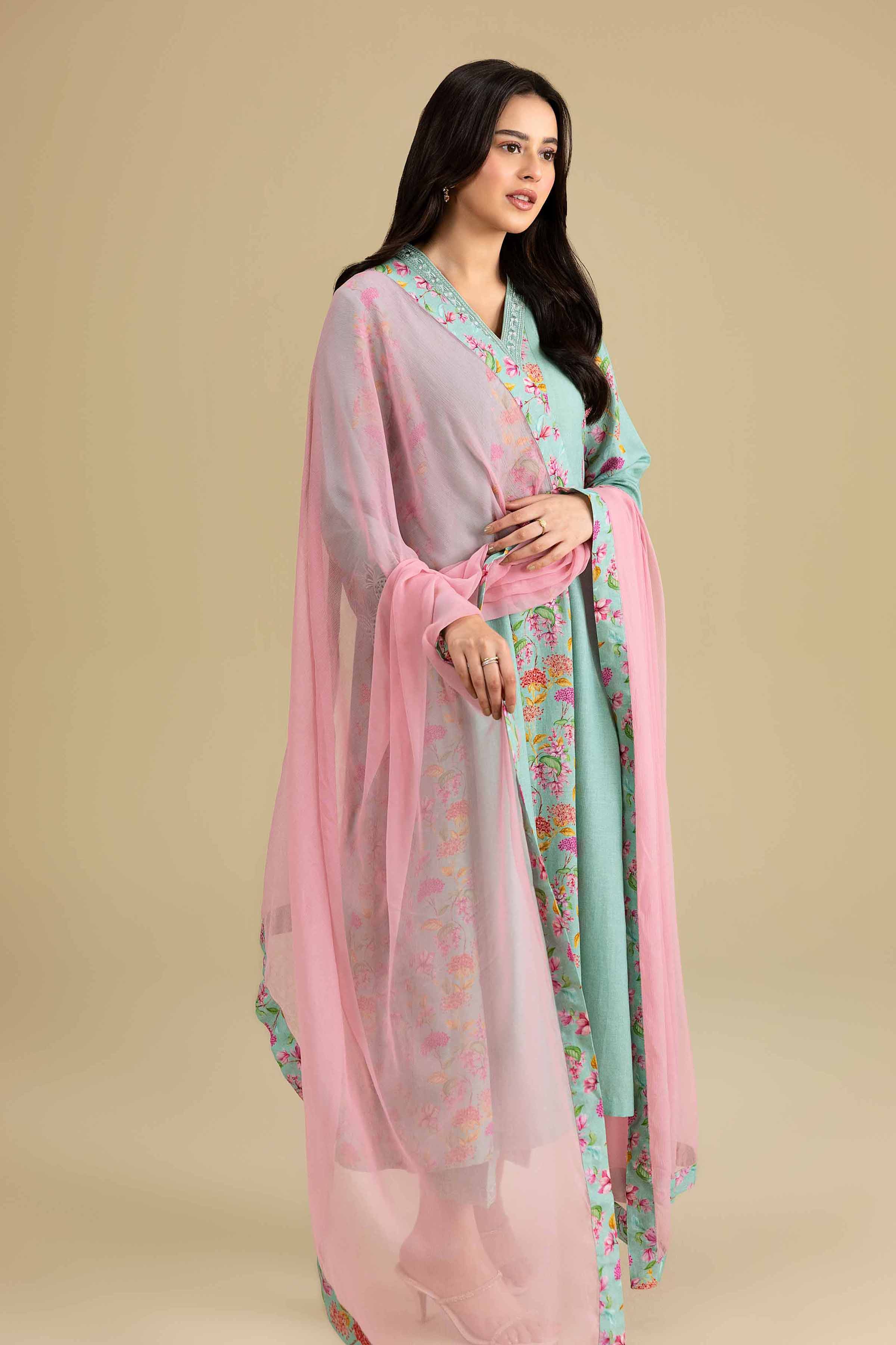 Nishat UK - Blue Embroidered Cotton 3 Pieces ready to wear luxury Suit