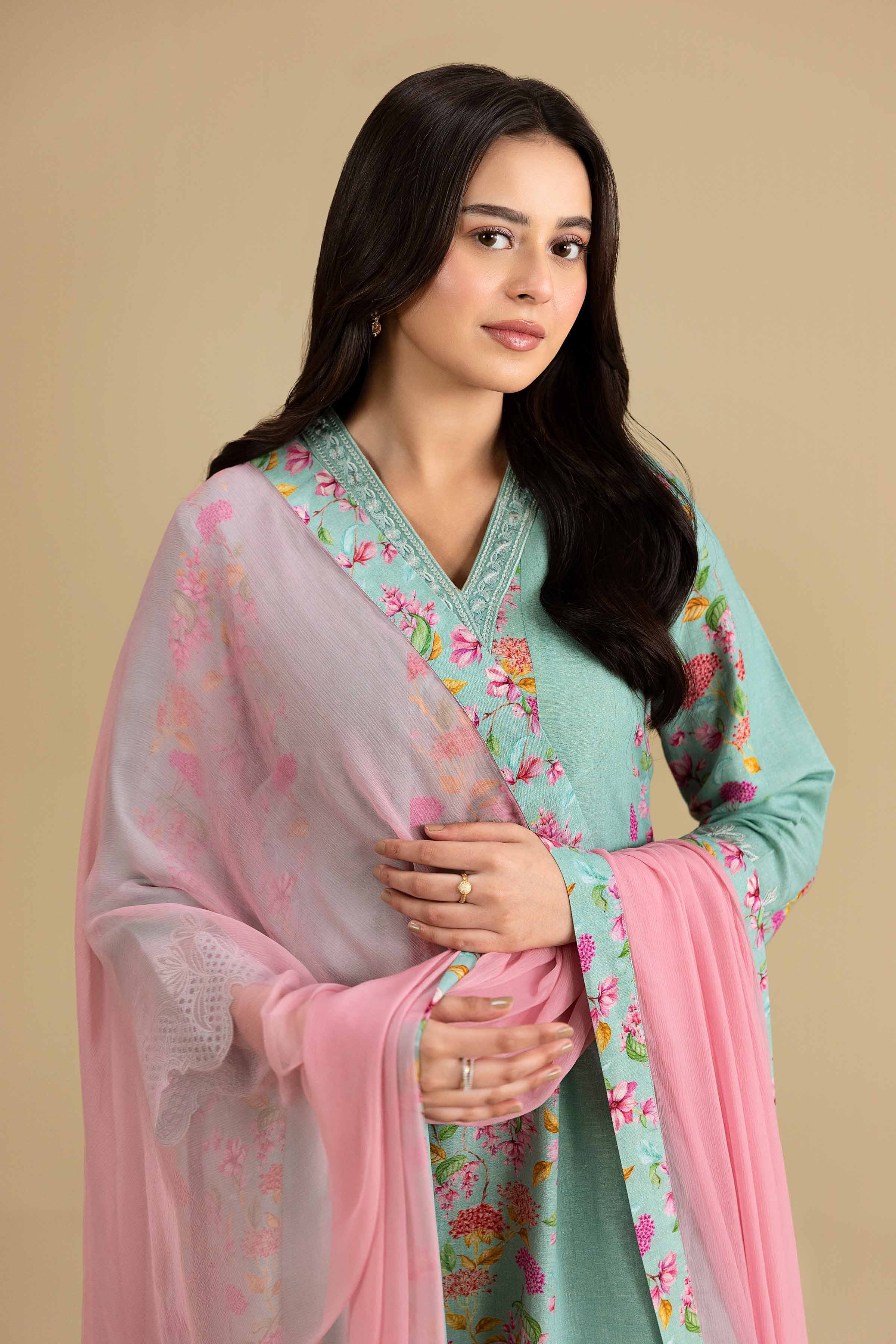 Nishat UK - Blue Embroidered Cotton 3 Pieces ready to wear luxury Suit