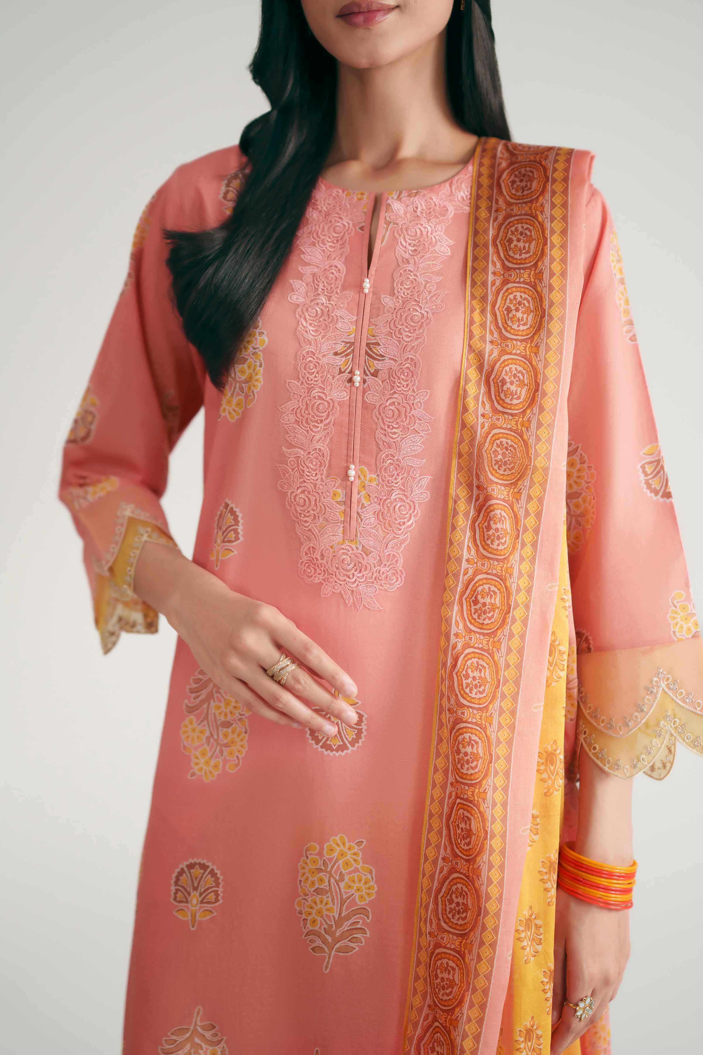 Nishat UK - Pink Embroidered Lawn 3 Pieces ready to wear luxury Suit