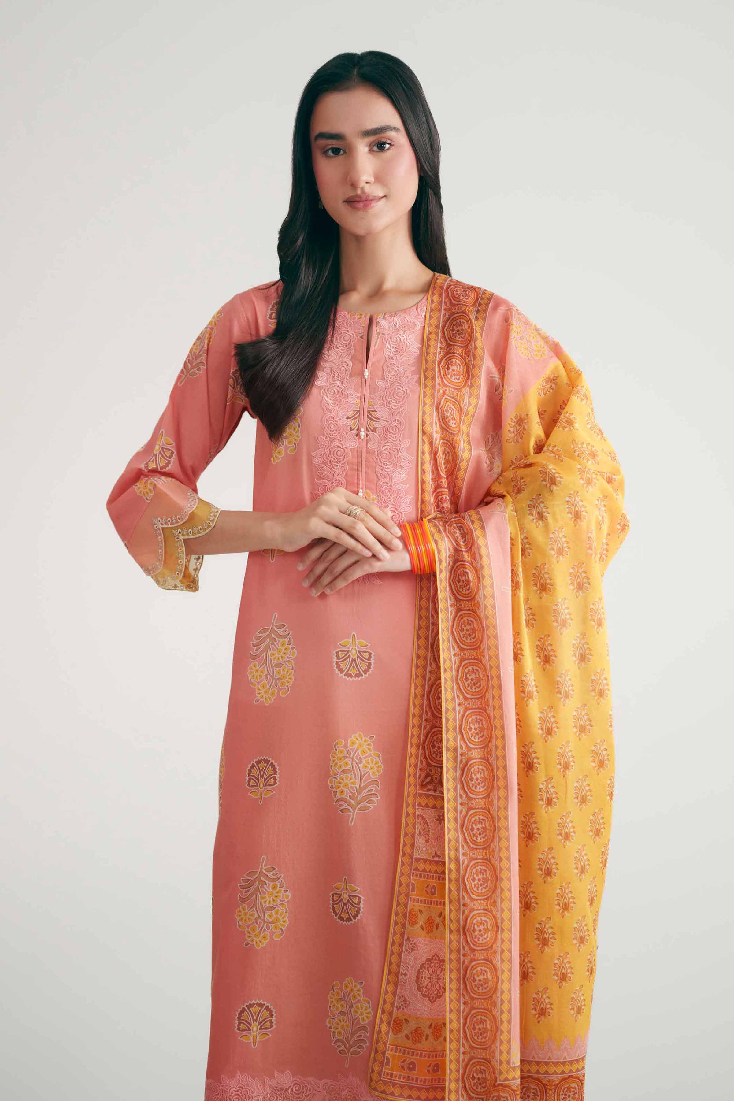 Nishat UK - Pink Embroidered Lawn 3 Pieces ready to wear luxury Suit