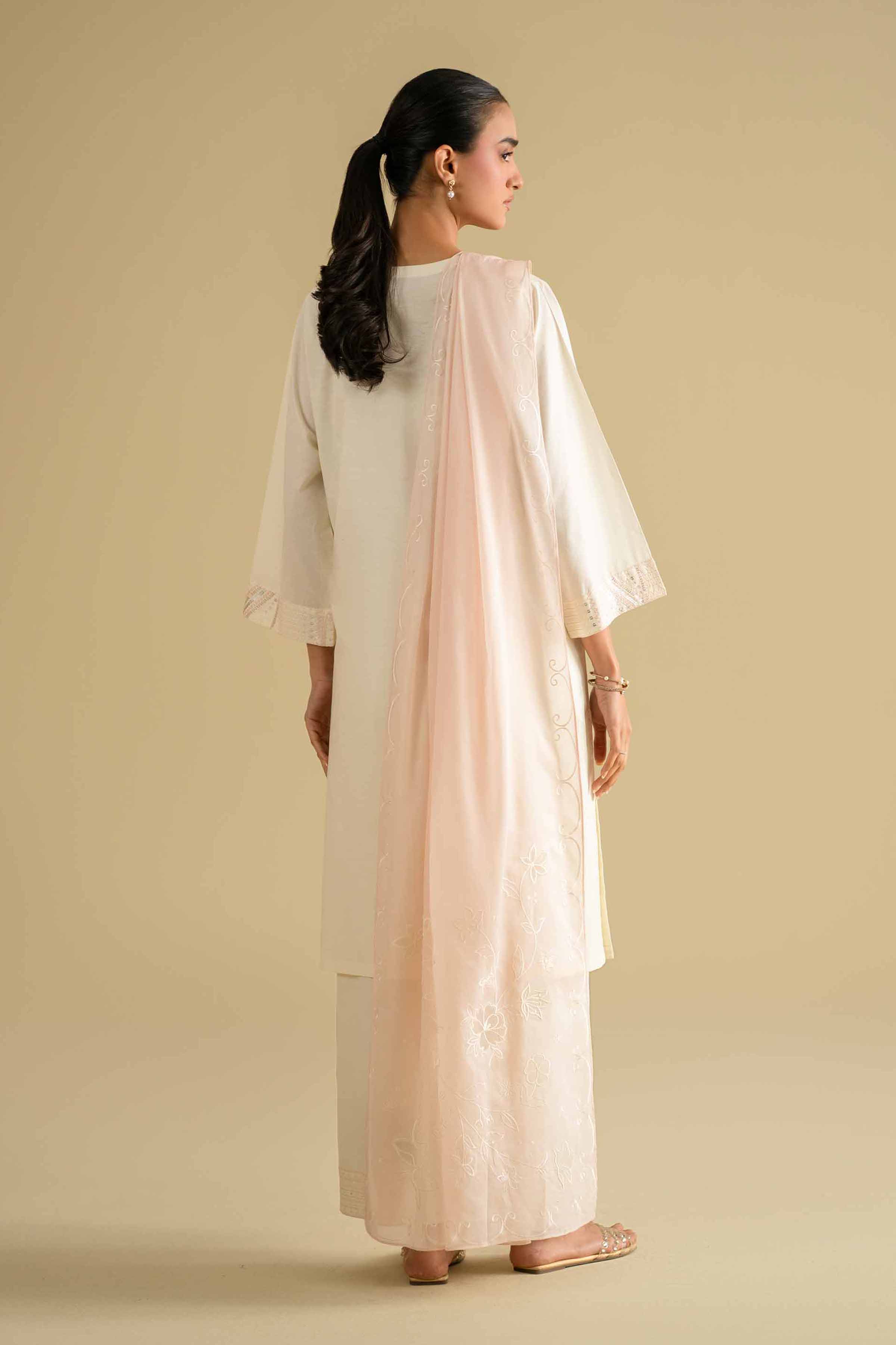 NishatUK - Off White Embroidered Cambric 2-piece ready to wear luxury Dress