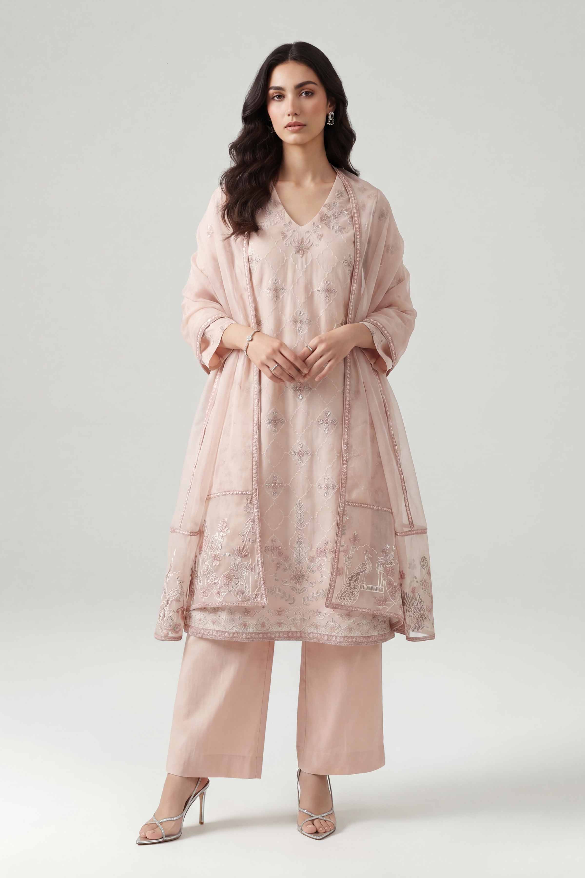 Nishat UK - Pink Embroidered Cambric 3 Pieces ready to wear luxury Suit