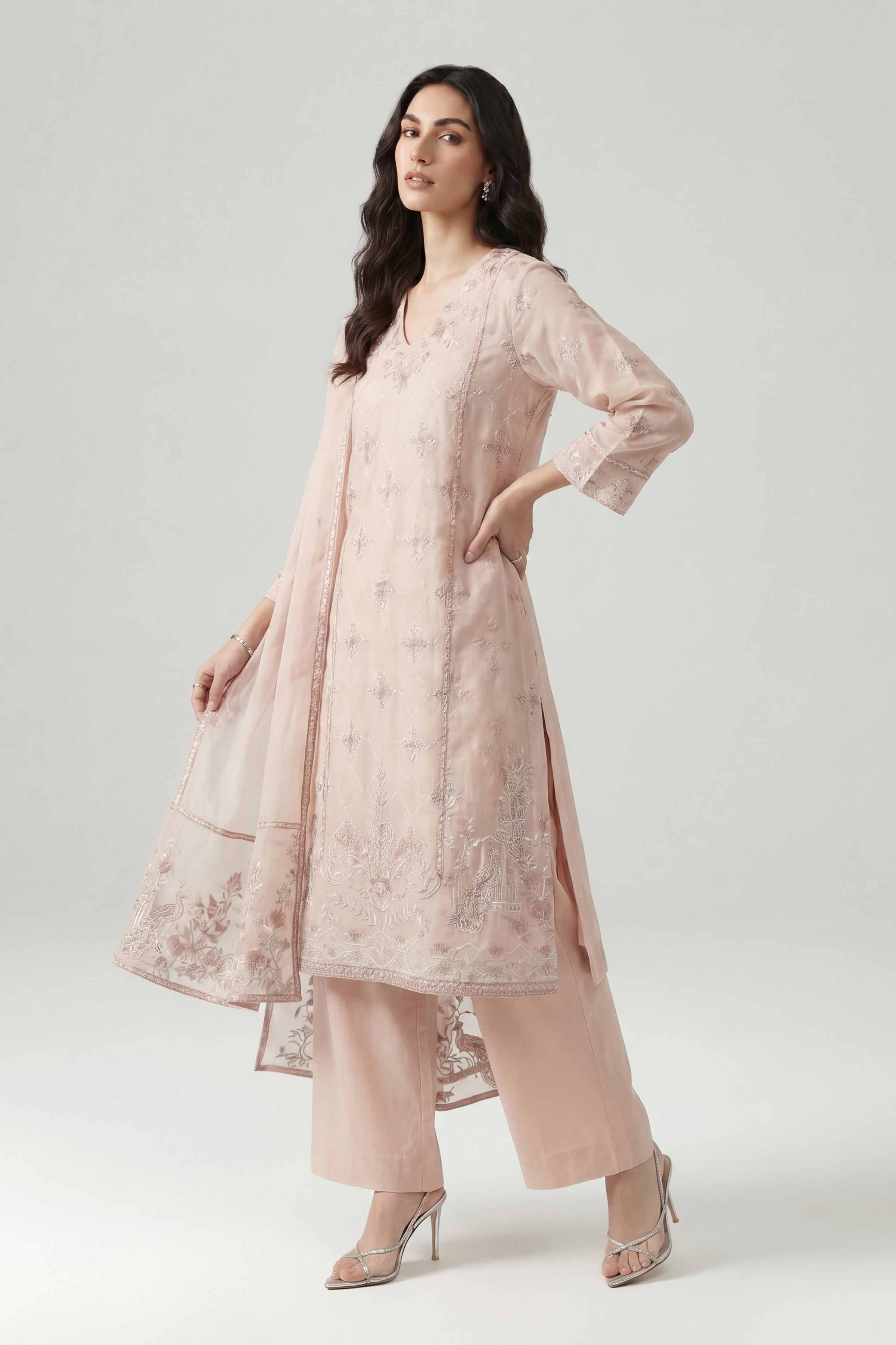 Nishat UK - Pink Embroidered Cambric 3 Pieces ready to wear luxury Suit