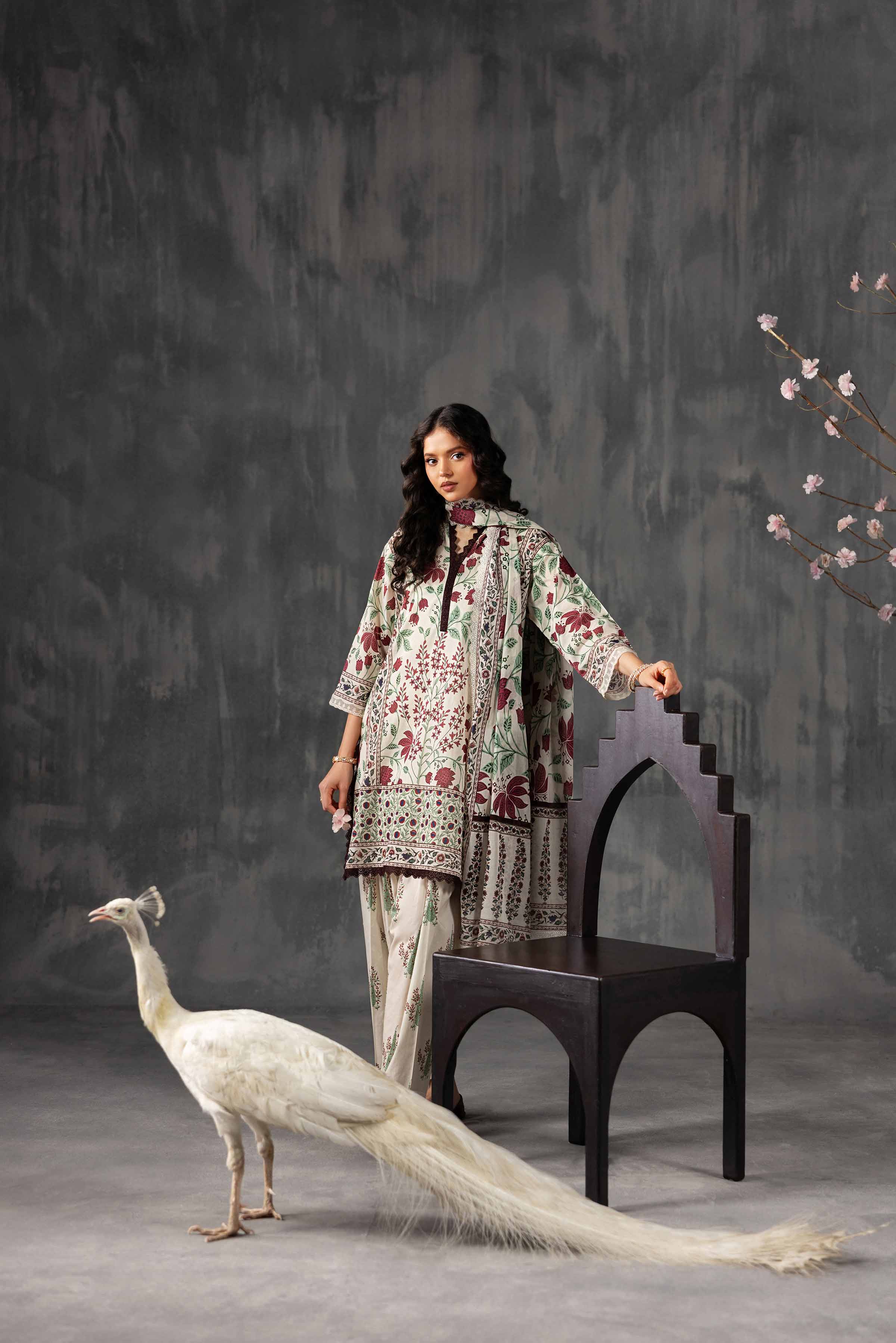 Nishat UK - Off White Printed Lawn 3-piece ready to wear luxury Suit
