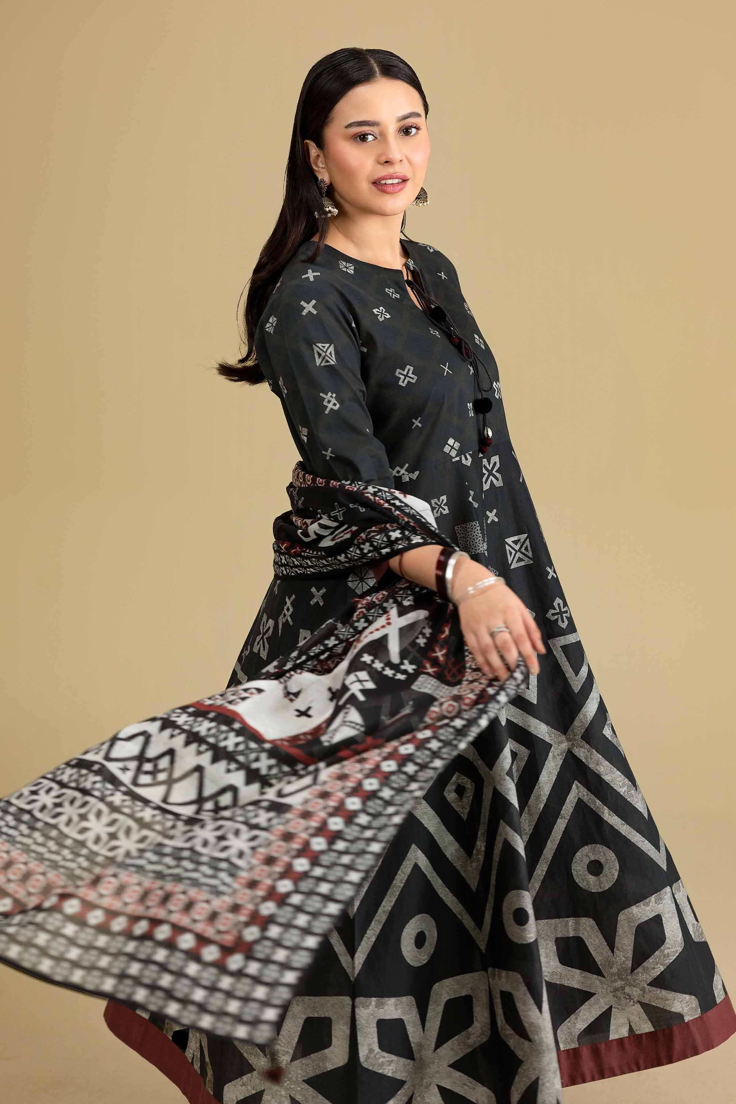 Nishat UK - Black Printed Cambric 3-piece ready to wear luxury Suit