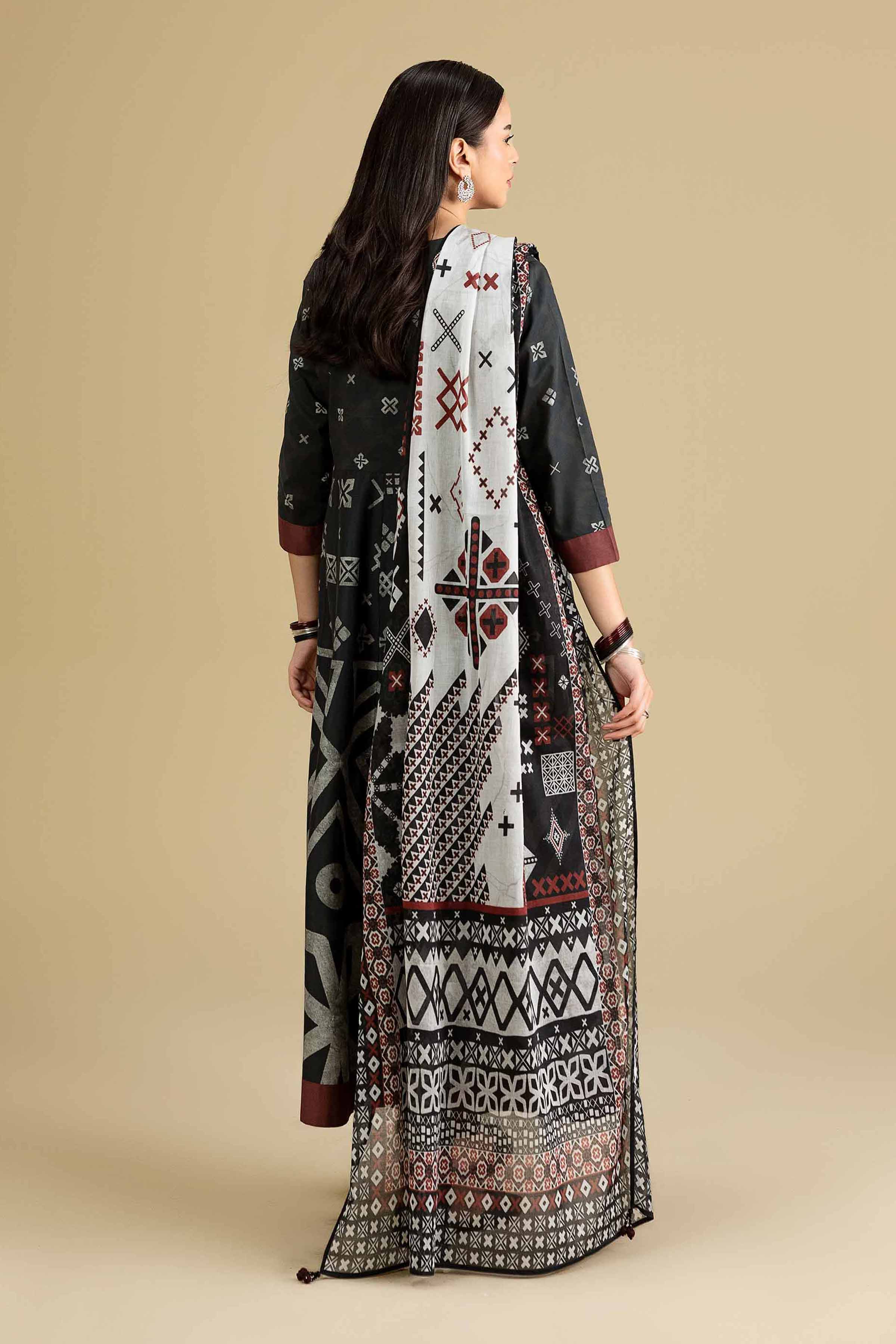 Nishat UK - Black Printed Cambric 3-piece ready to wear luxury Suit