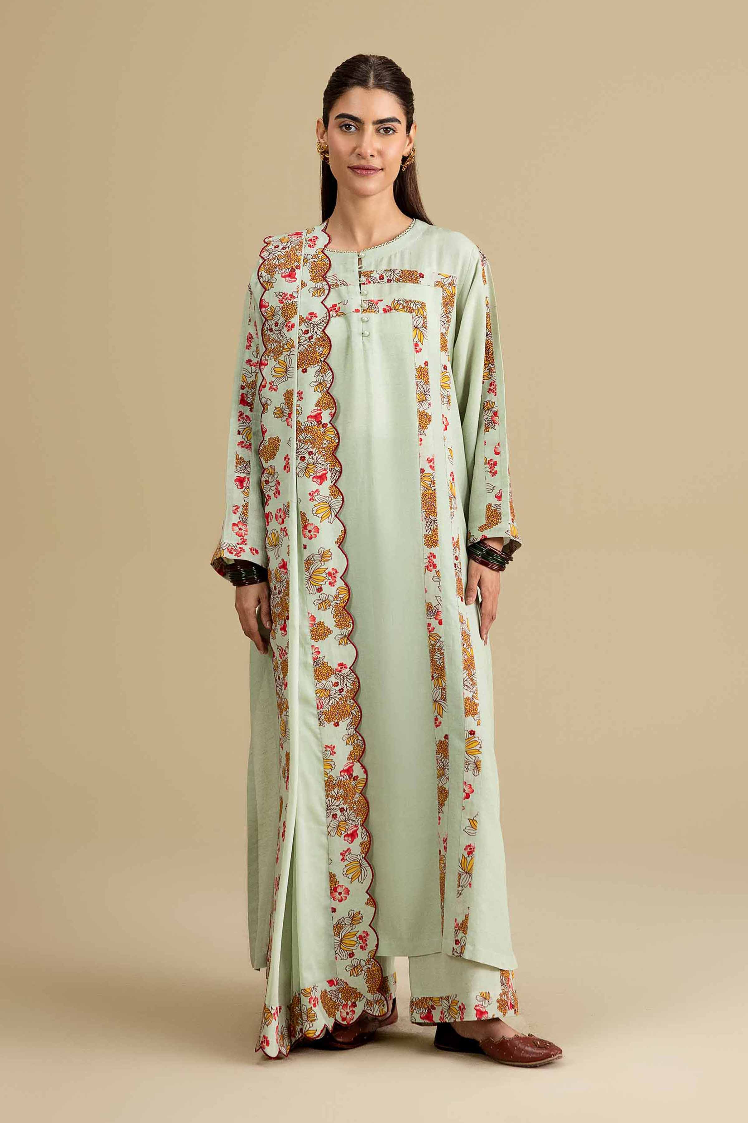 Nishat UK - Green Embroidered Cotton 3 Pieces ready To Wear luxury Suit