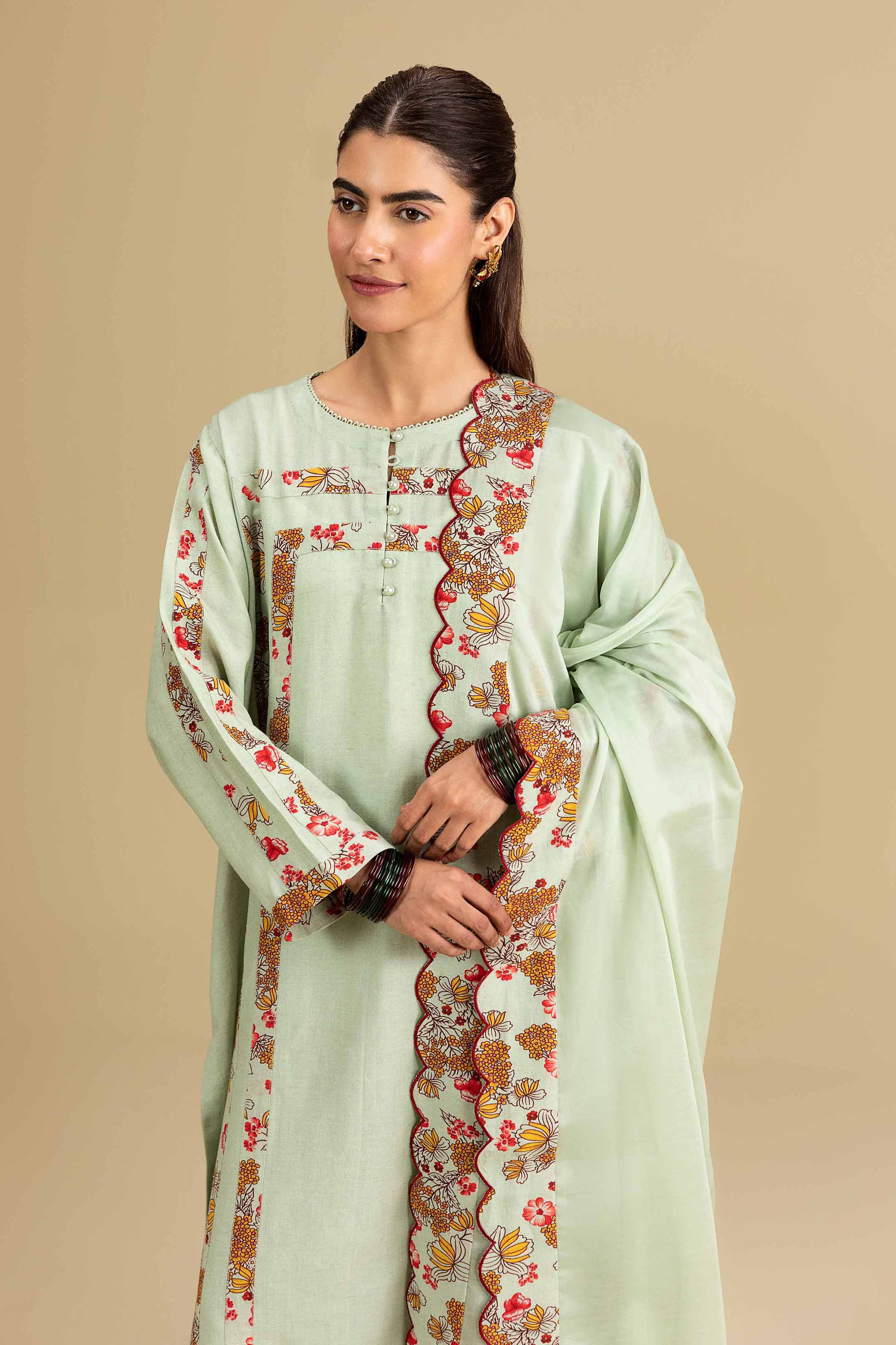 Nishat UK - Green Embroidered Cotton 3 Pieces ready To Wear luxury Suit