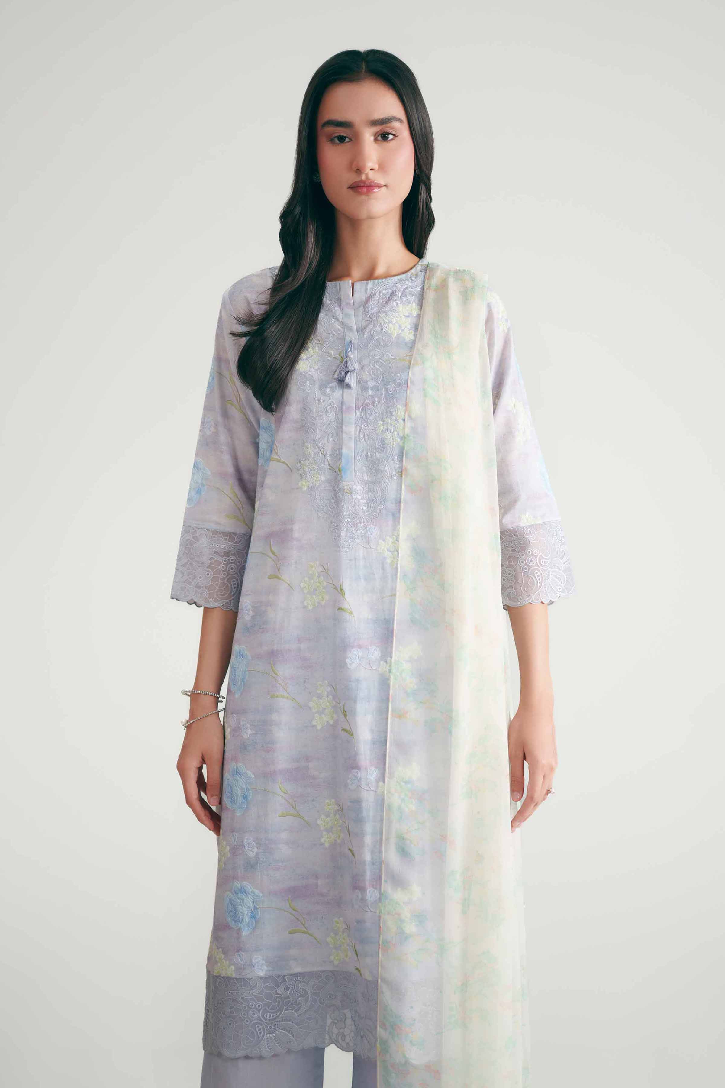 Nishat UK - Purple Embroidered Cotton 3 Pieces ready To Wear luxury Suit