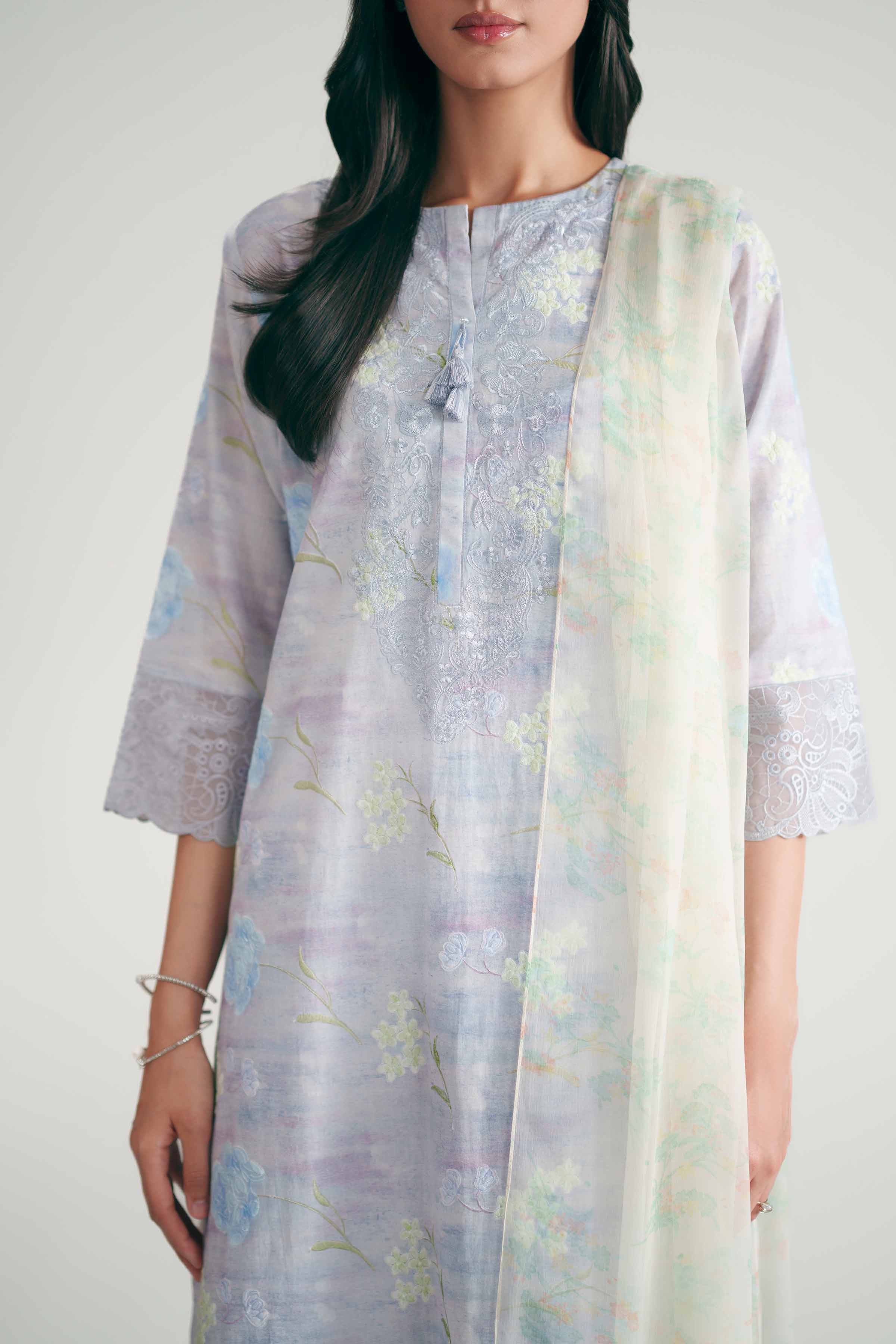 Nishat UK - Purple Embroidered Cotton 3 Pieces ready To Wear luxury Suit
