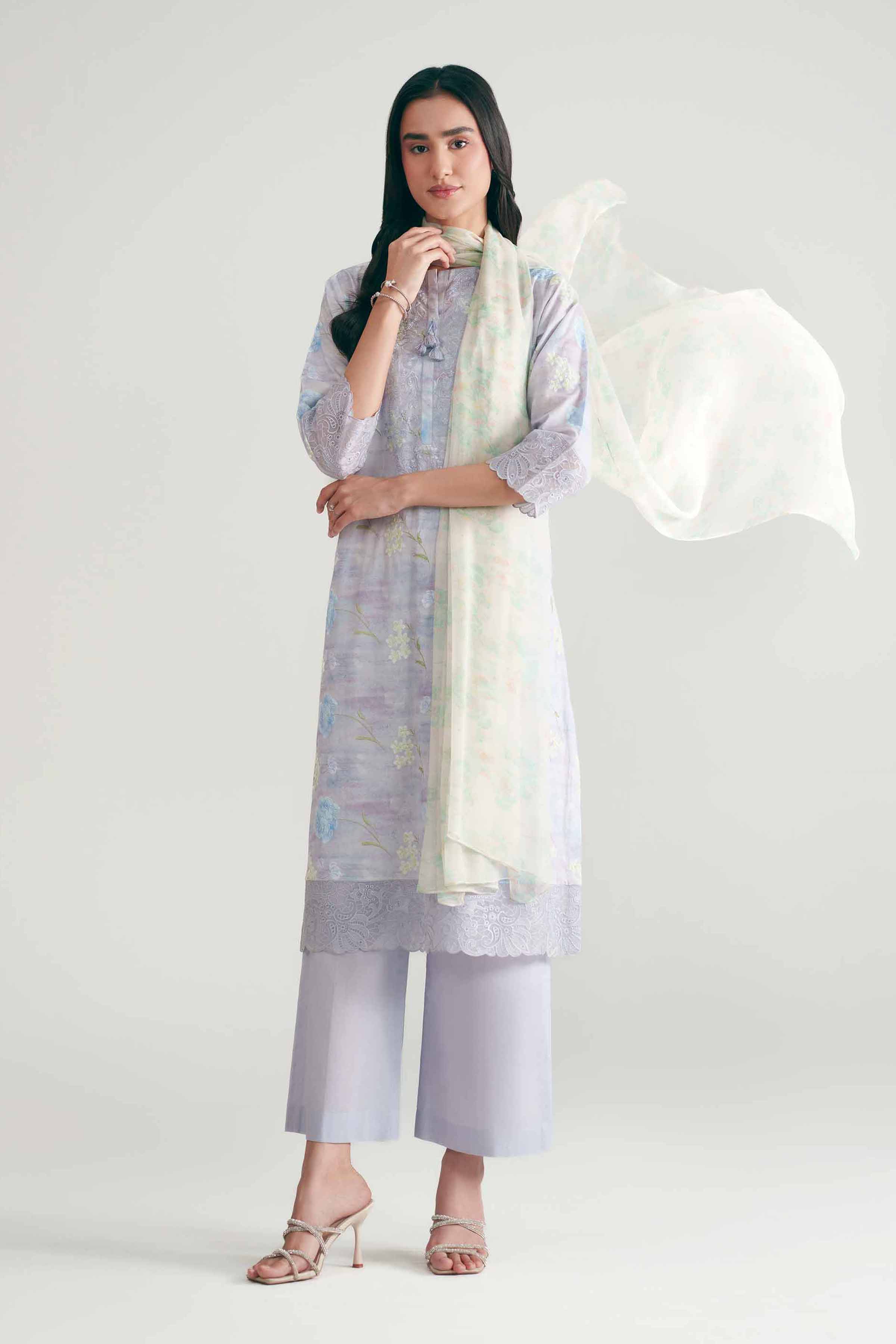Nishat UK - Purple Embroidered Cotton 3 Pieces ready To Wear luxury Suit