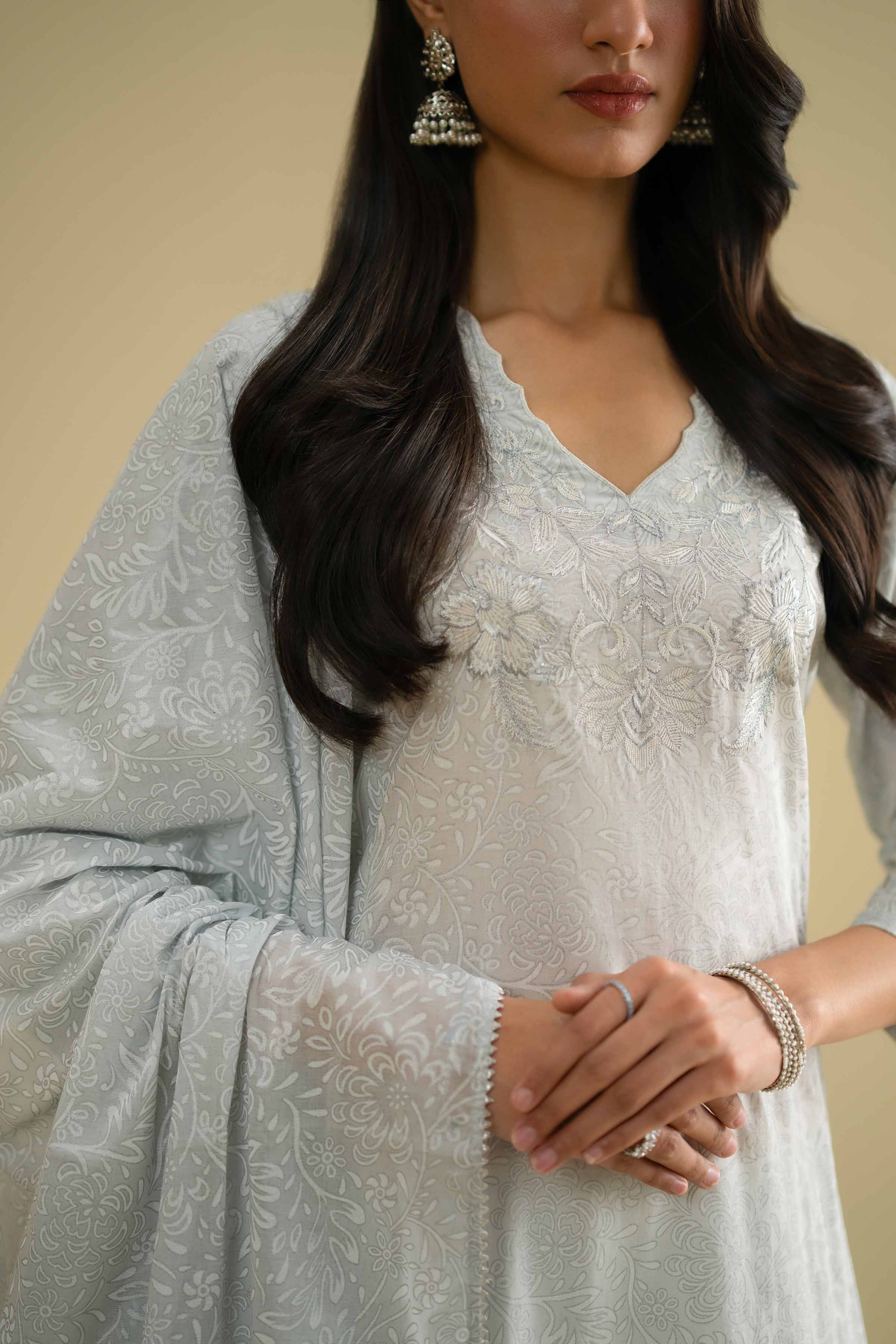 NishatUK - Blue Embroidered Lawn 2-piece ready to wear Dress