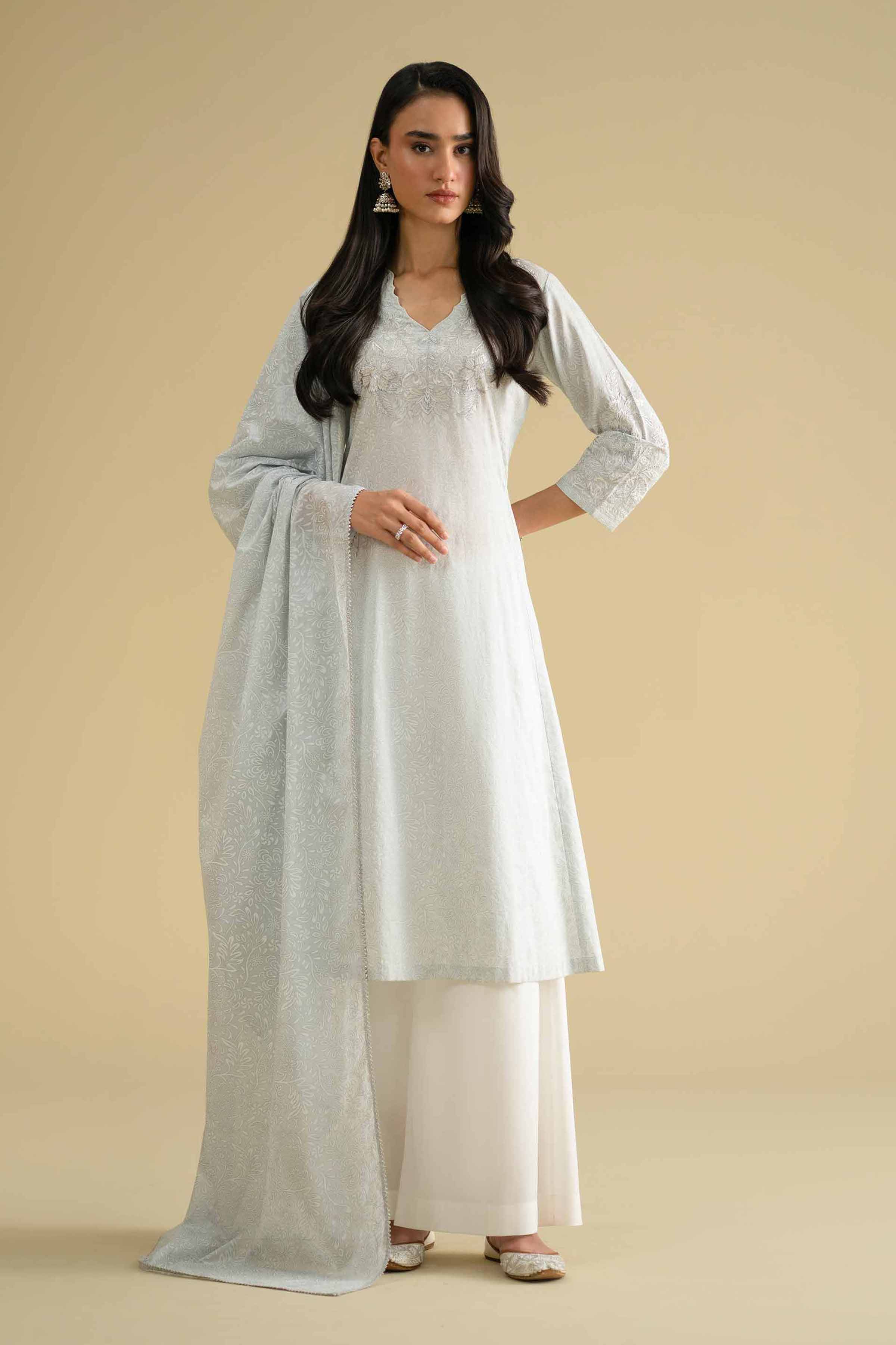 NishatUK - Blue Embroidered Lawn 2-piece ready to wear Dress