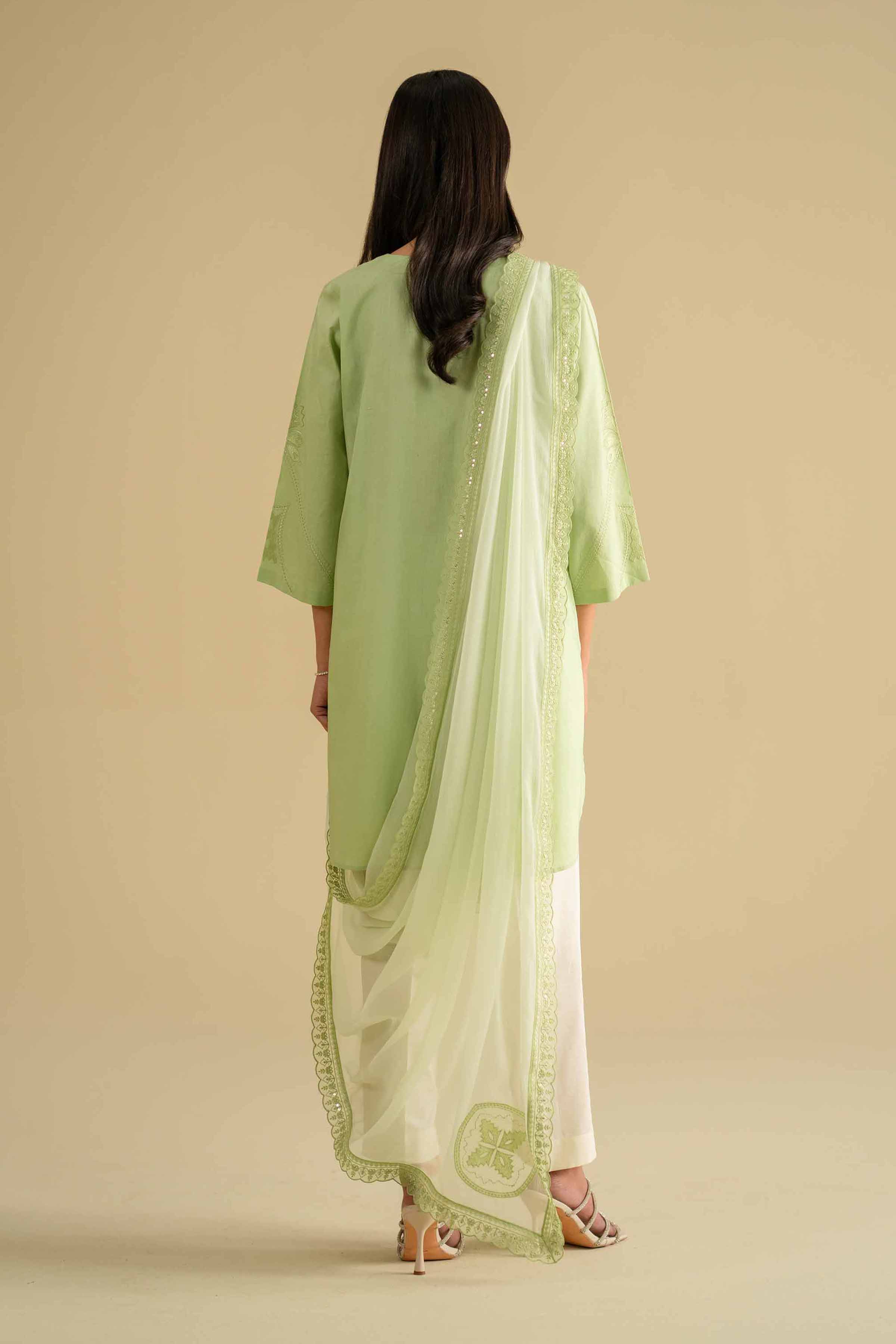 NishatUK - Green Embroidered Cambric 2-piece ready to wear luxury Dress