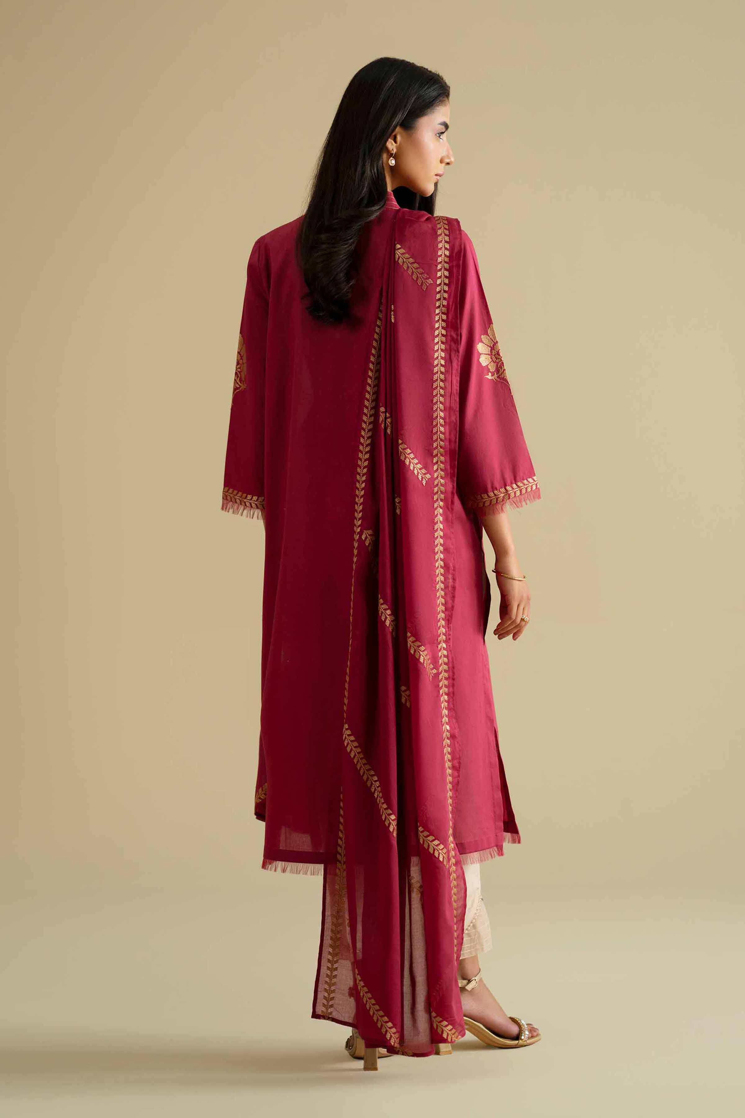 Nishat UK - Red Embroidered Cambric 2 Pieces ready To Wear luxury Dress