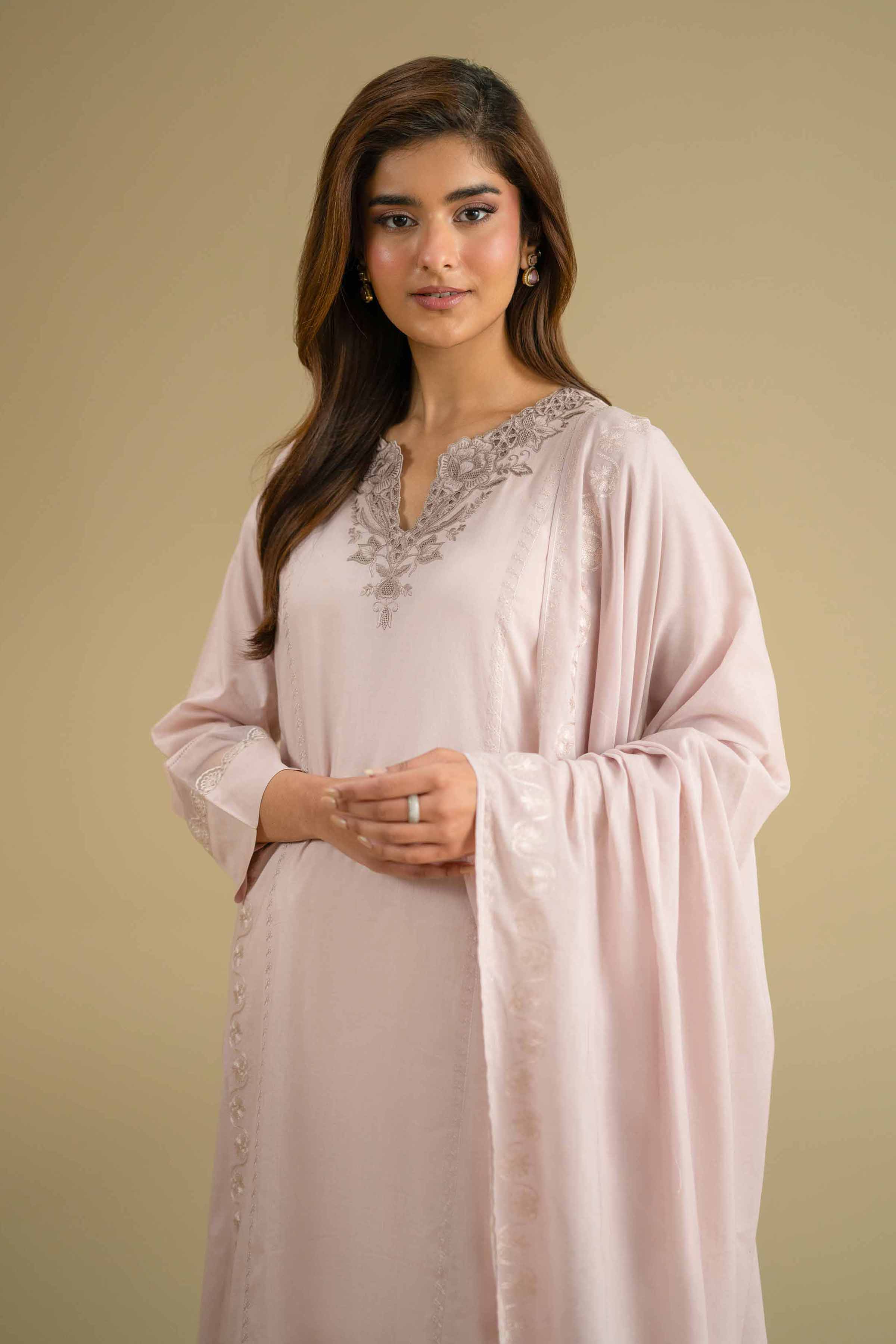 NishatUK - Pink Embroidered Cambric 2-piece ready to wear Dress