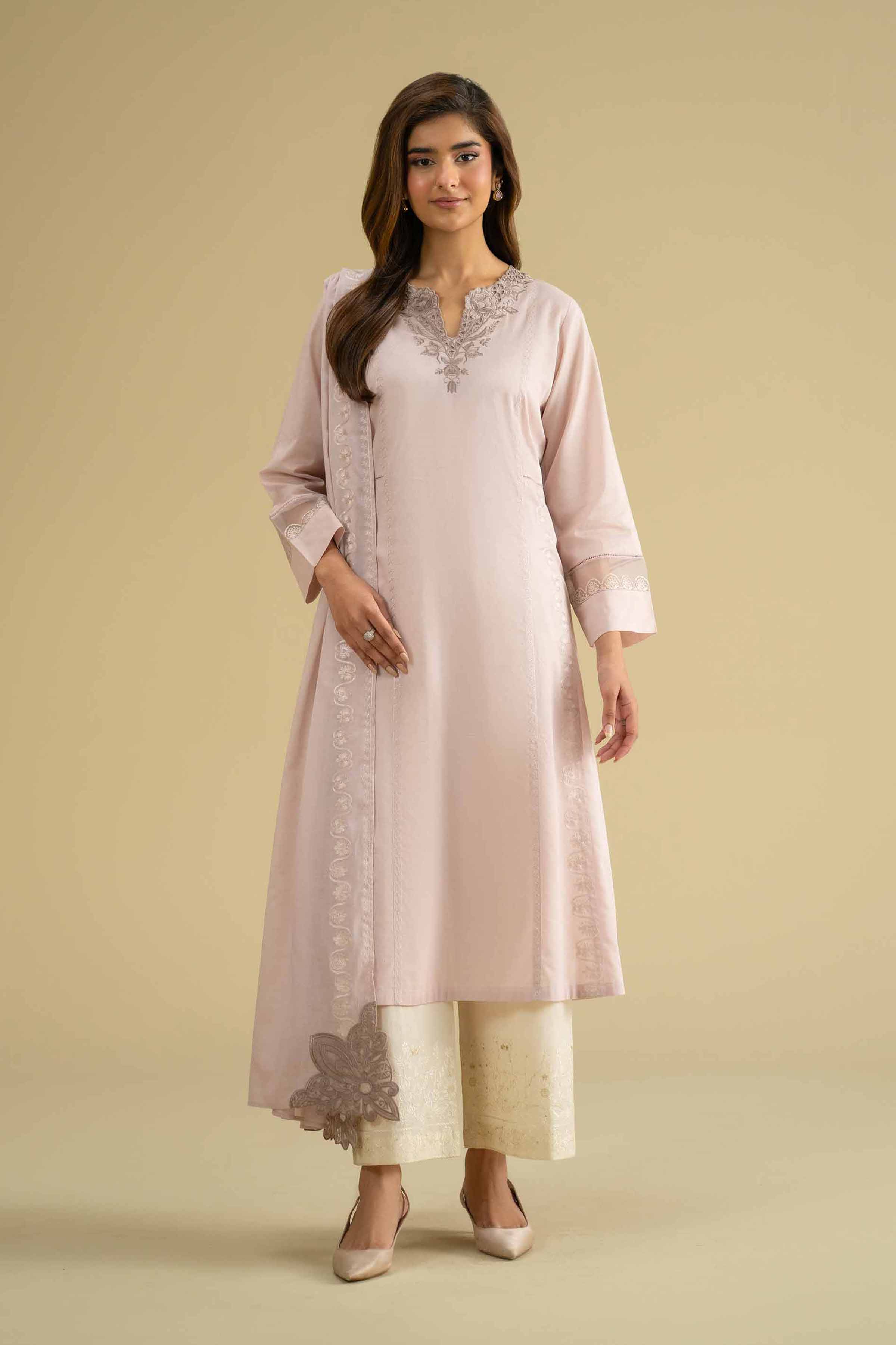 NishatUK - Pink Embroidered Cambric 2-piece ready to wear Dress