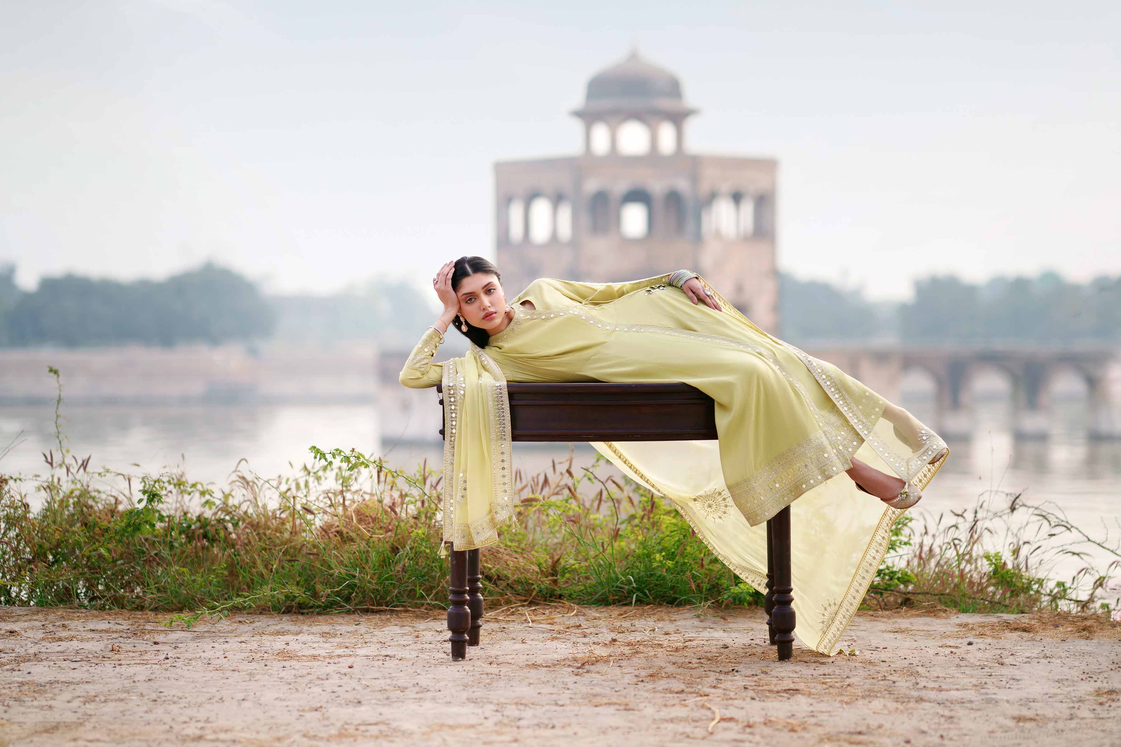 NishatUK - Green Embroidered Silk 2-piece ready to wear luxury Dress