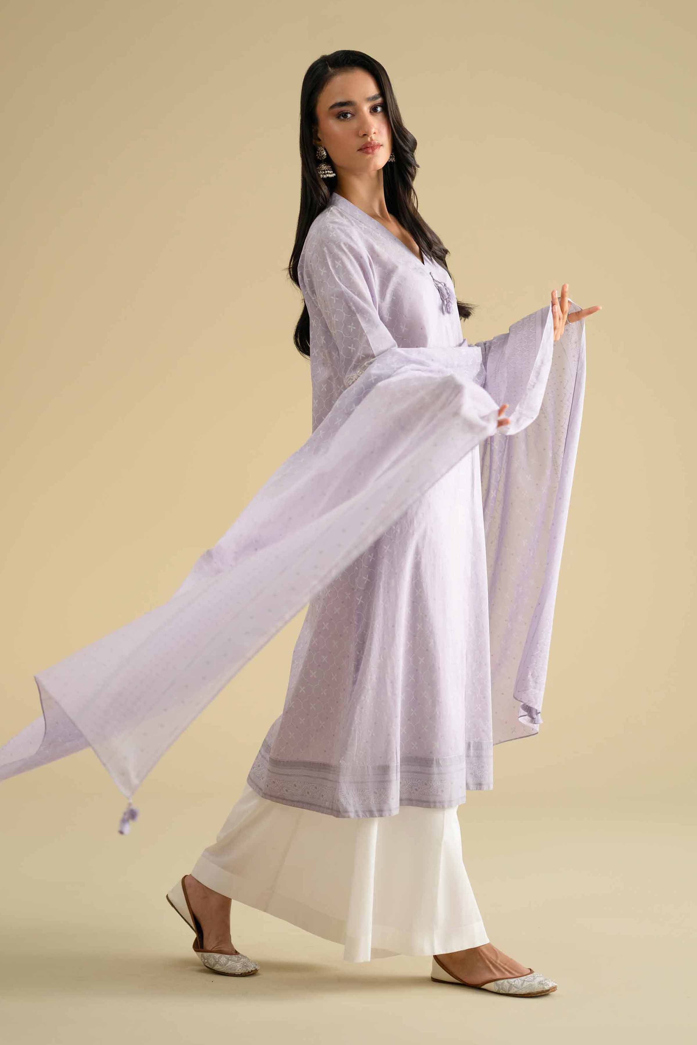 NishatUK - Purple Embroidered Lawn 2-piece ready to wear Dress