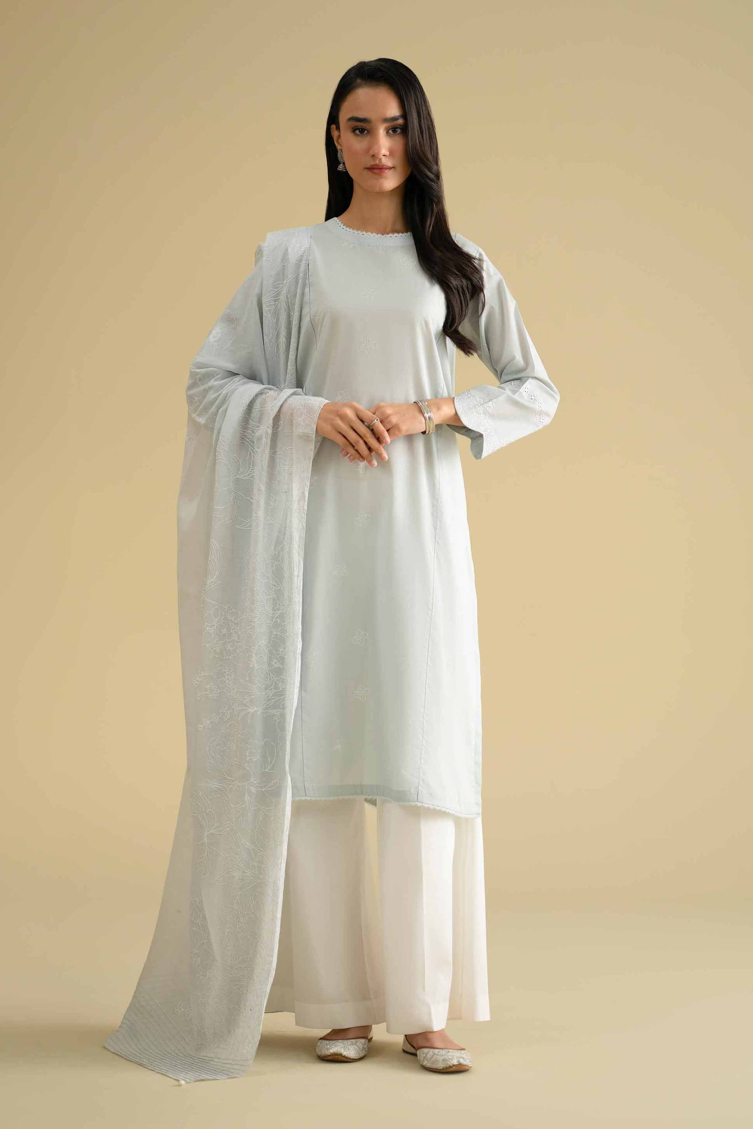 NishatUK - Blue Embroidered Lawn 2-piece ready to wear Dress