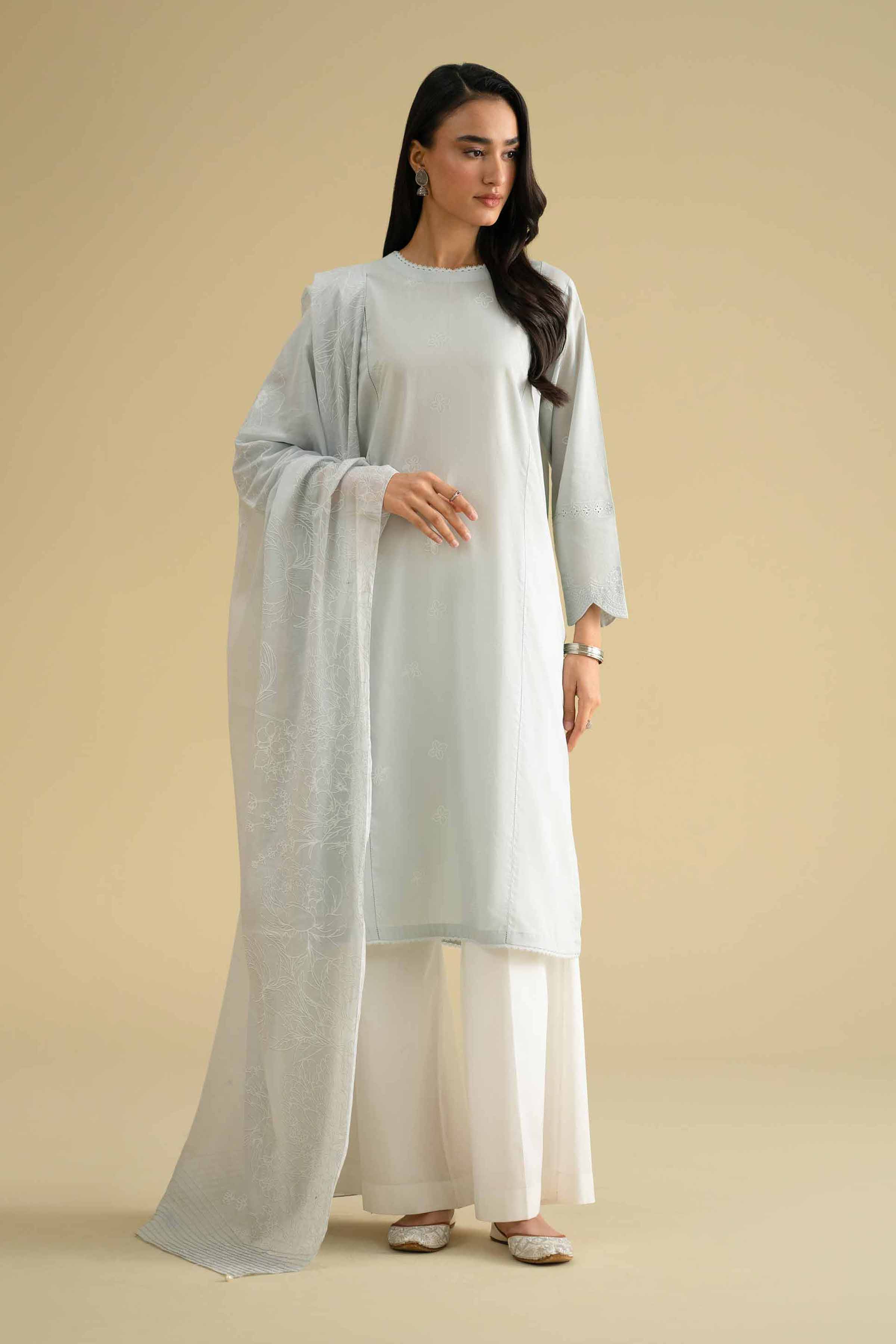 NishatUK - Blue Embroidered Lawn 2-piece ready to wear Dress