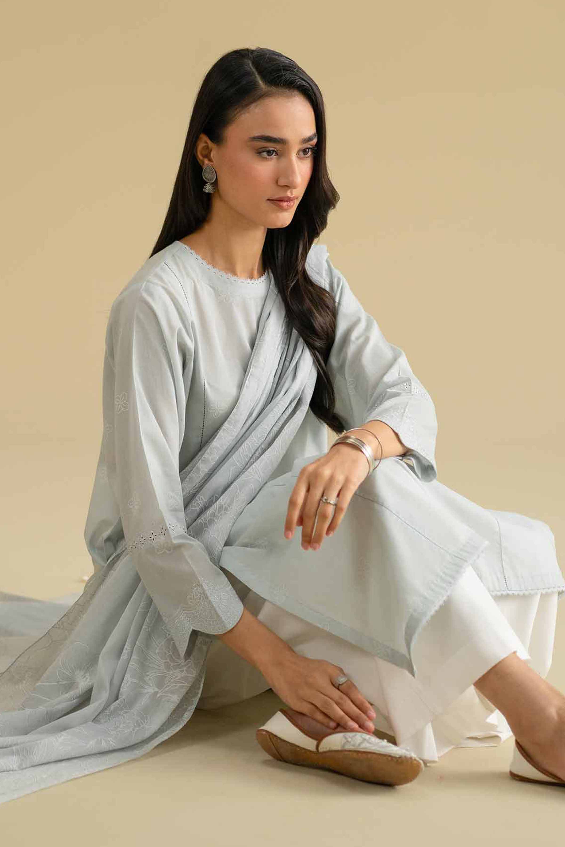 NishatUK - Blue Embroidered Lawn 2-piece ready to wear Dress