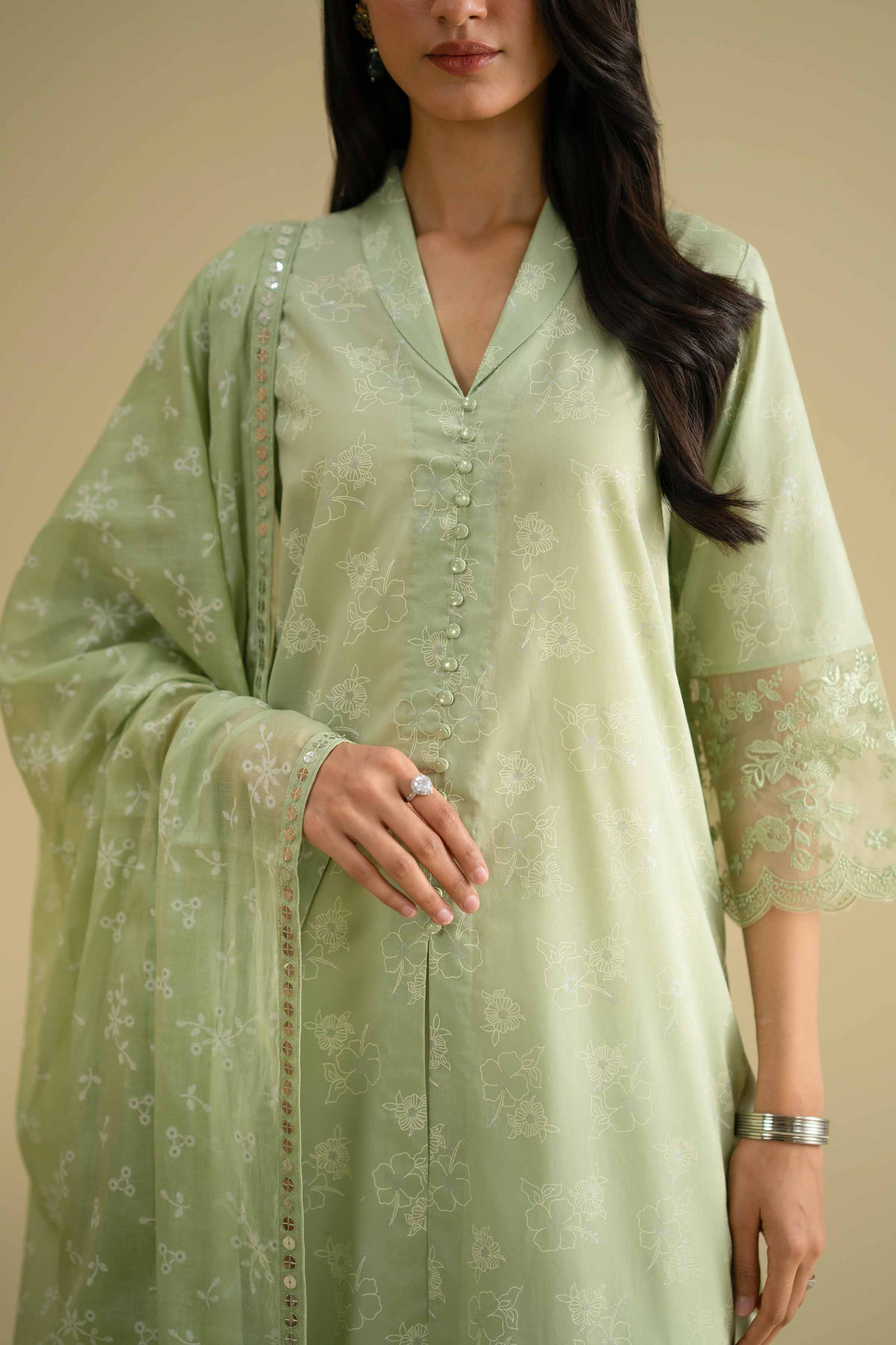 NishatUK - Green Embroidered Lawn 2-piece ready to wear Dress