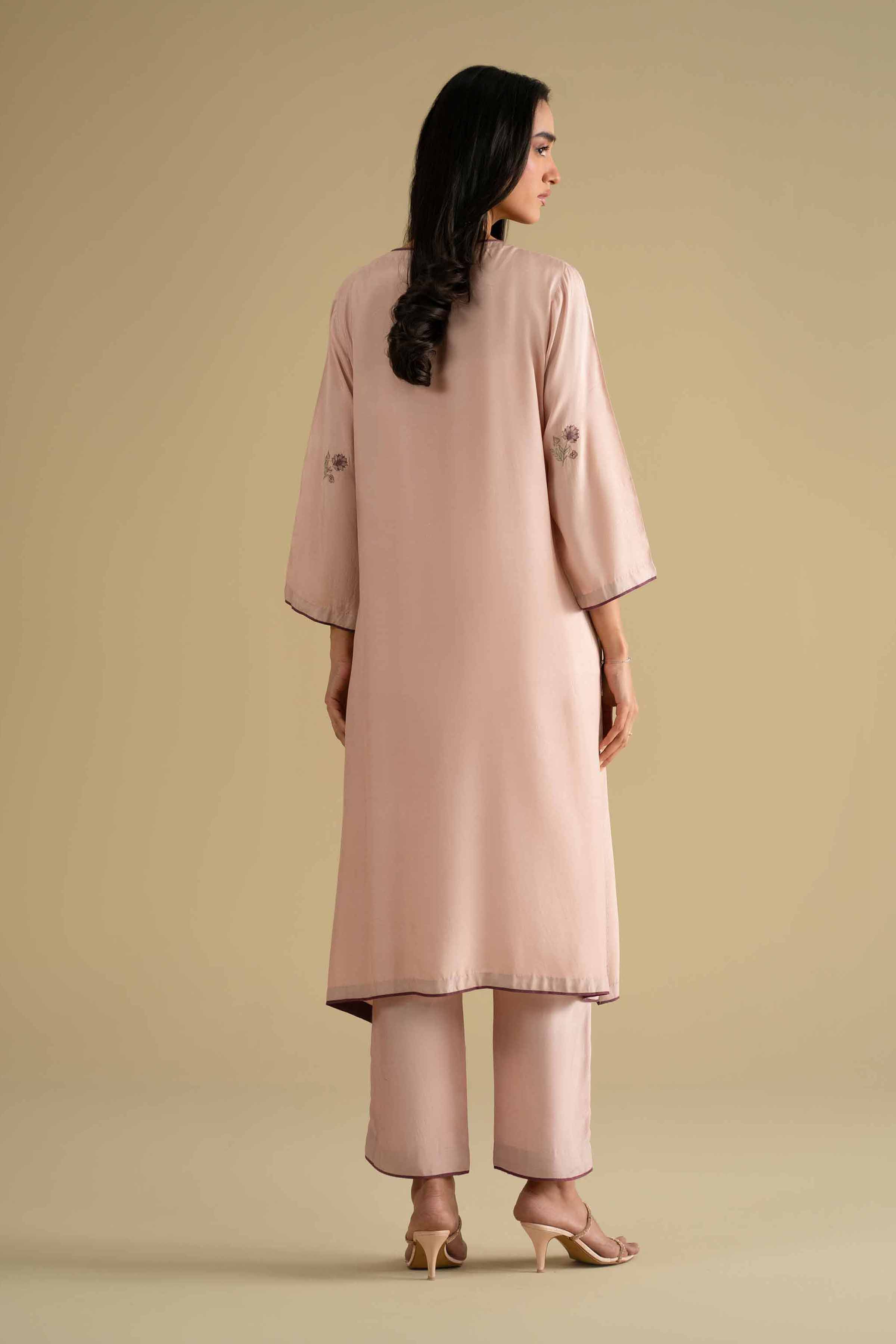 NishatUK - Pink Embroidered Silk 2-piece ready to wear luxury Dress