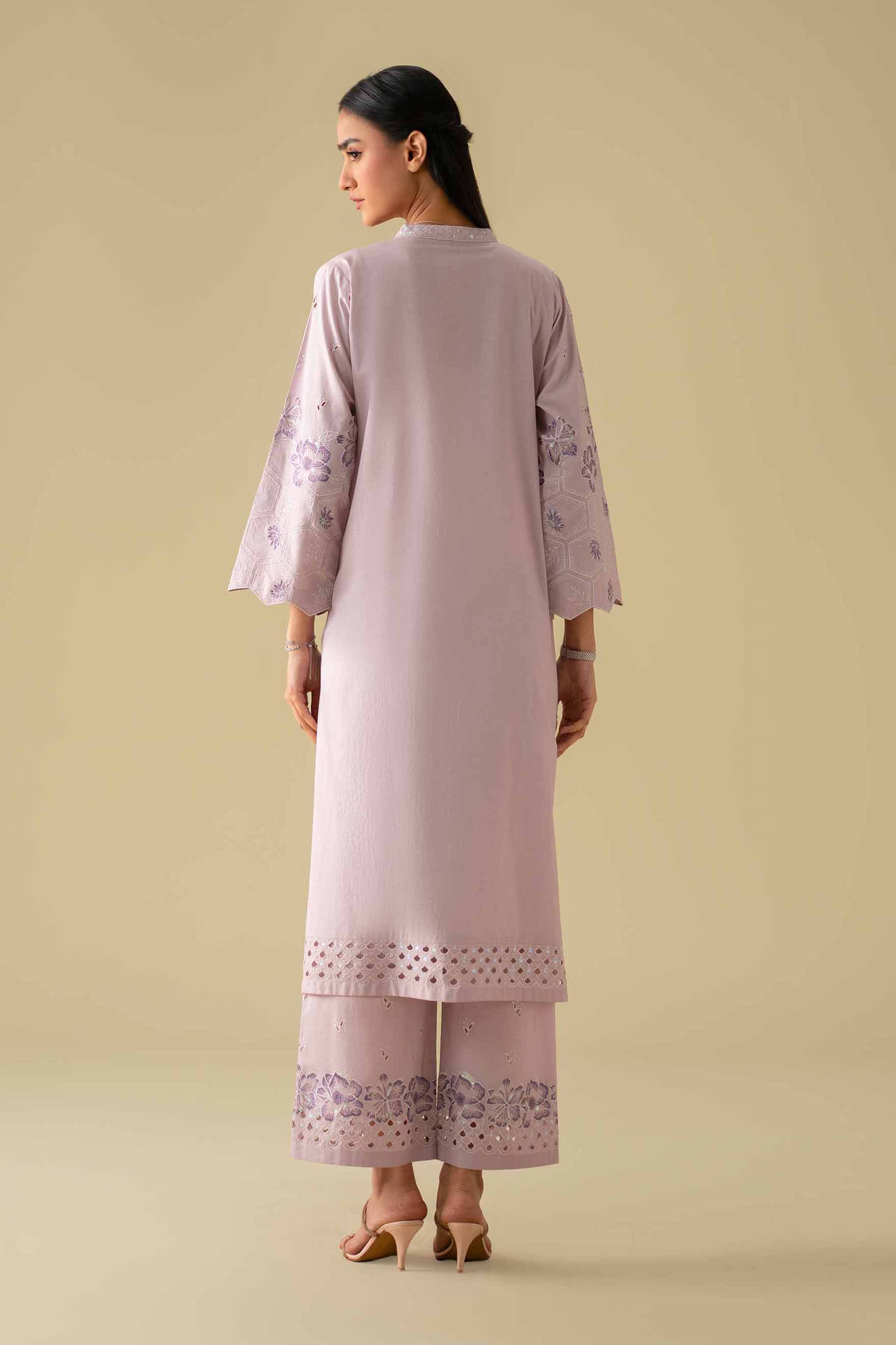 NishatUK - Purple Embroidered Cambric 2-piece ready to wear luxury Dress